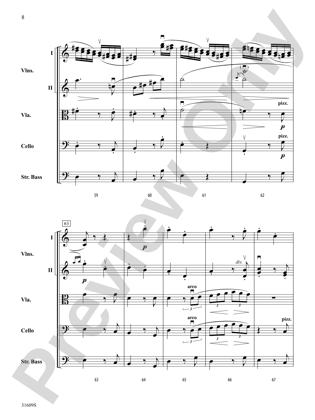 Allegro Giocoso (From Symphony No. 4): String Orchestra Conductor Score & Parts