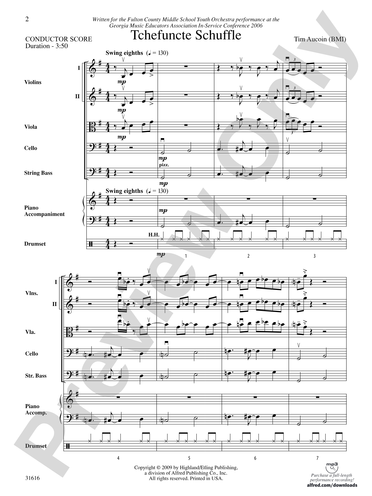 Tchefuncte Shuffle: String Orchestra Conductor Score & Parts