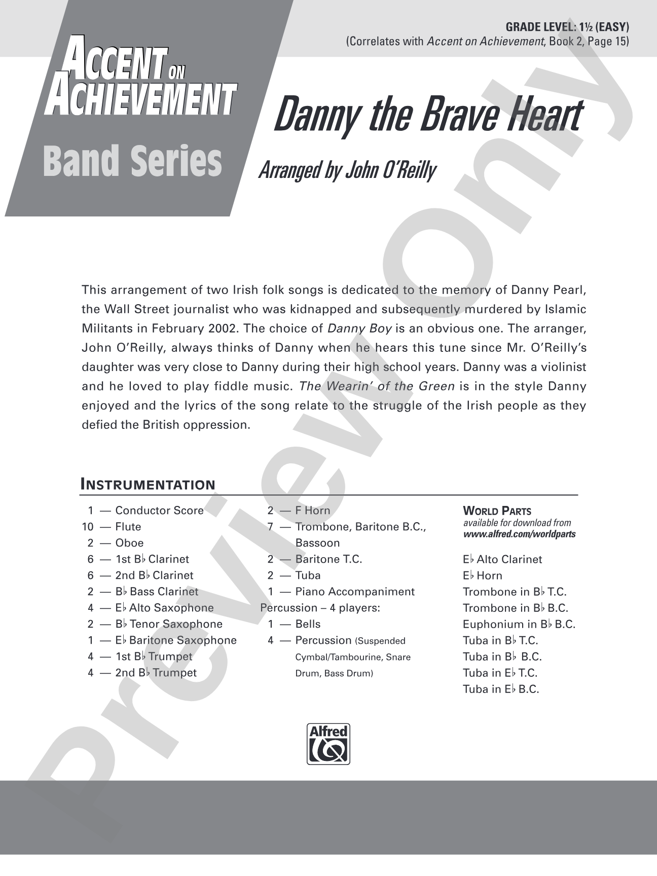 Danny the Brave Heart: Concert Band Conductor Score & Parts