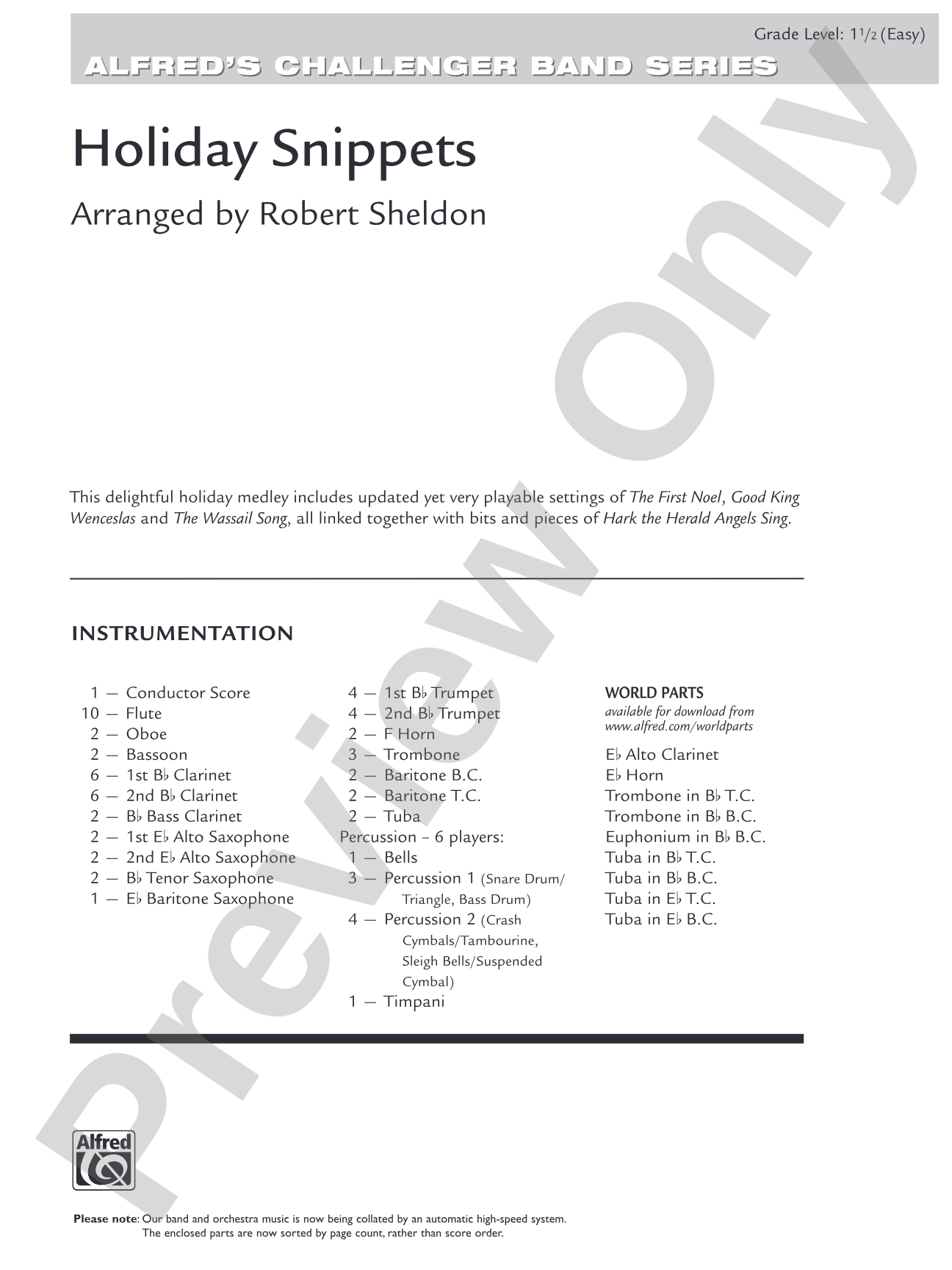 Holiday Snippets: Concert Band Conductor Score & Parts