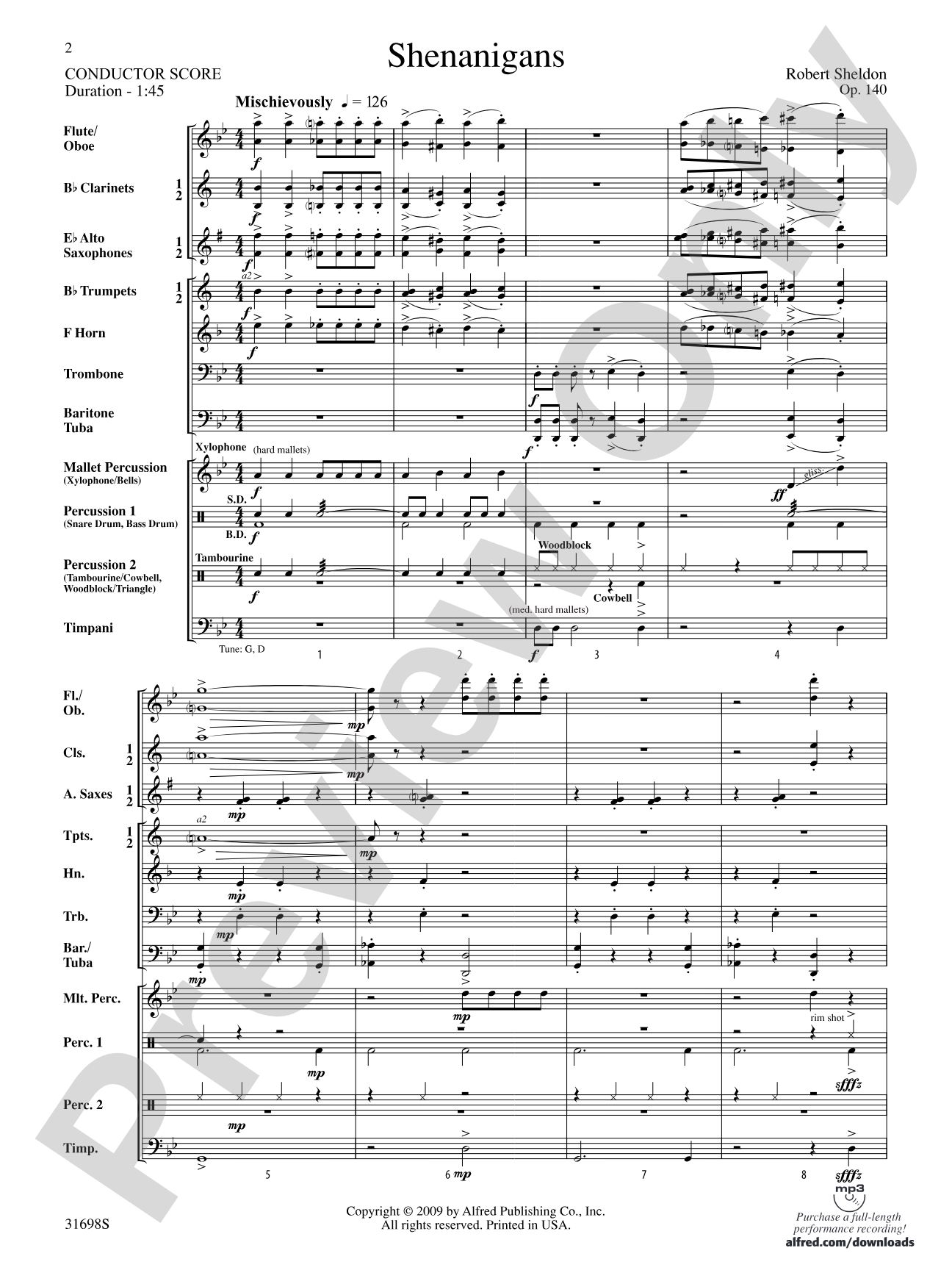 Shenanigans: Concert Band Conductor Score & Parts