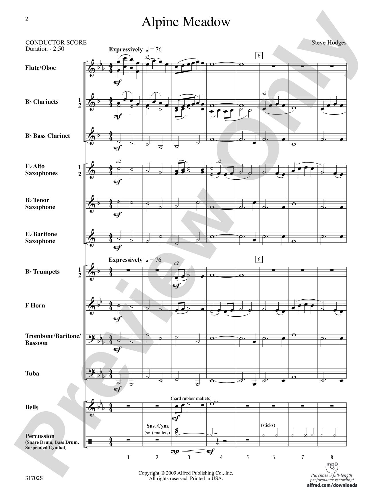 Alpine Meadow: Concert Band Conductor Score & Parts