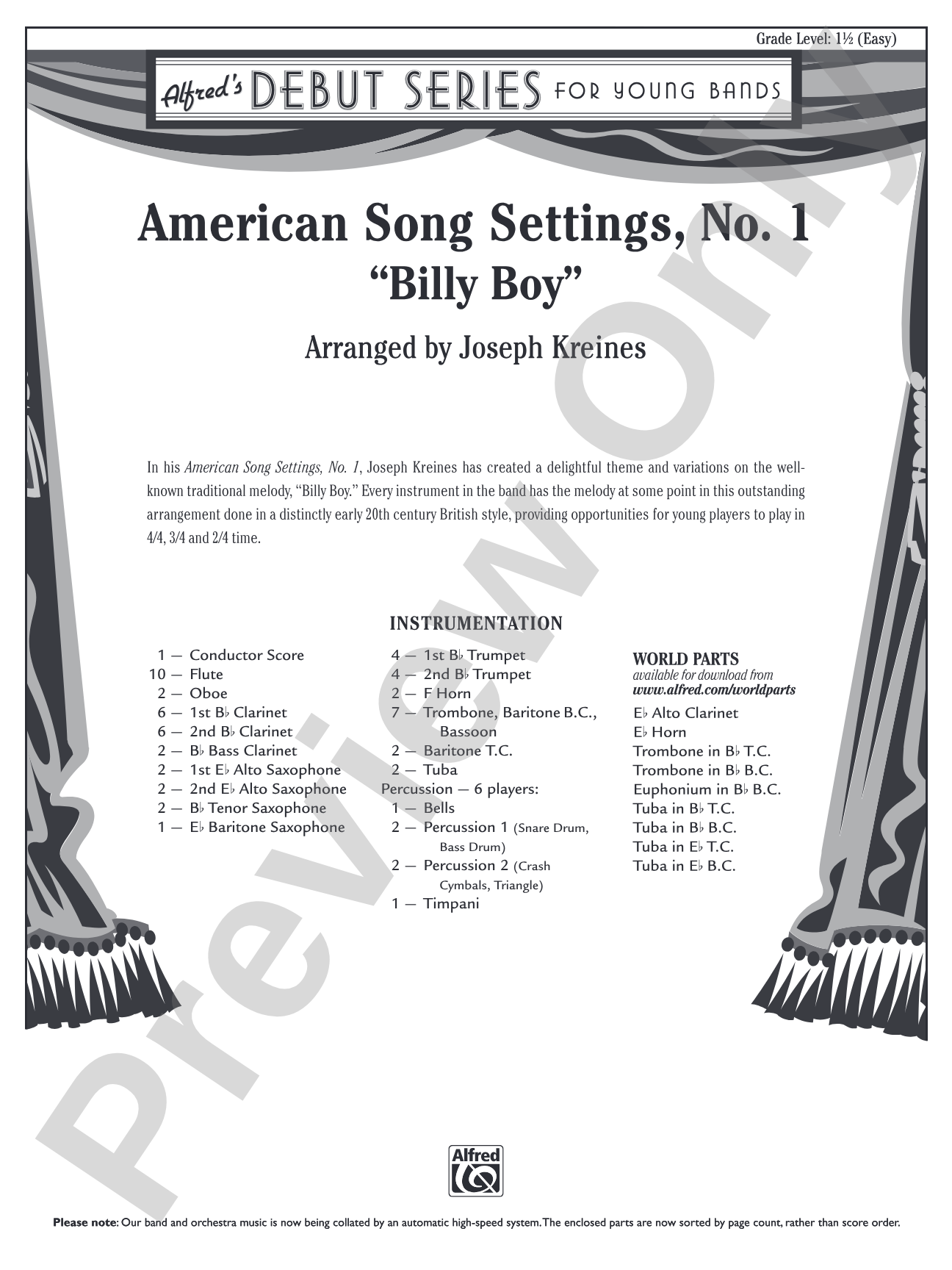 American Song Settings, No. 1: Concert Band Conductor Score & Parts