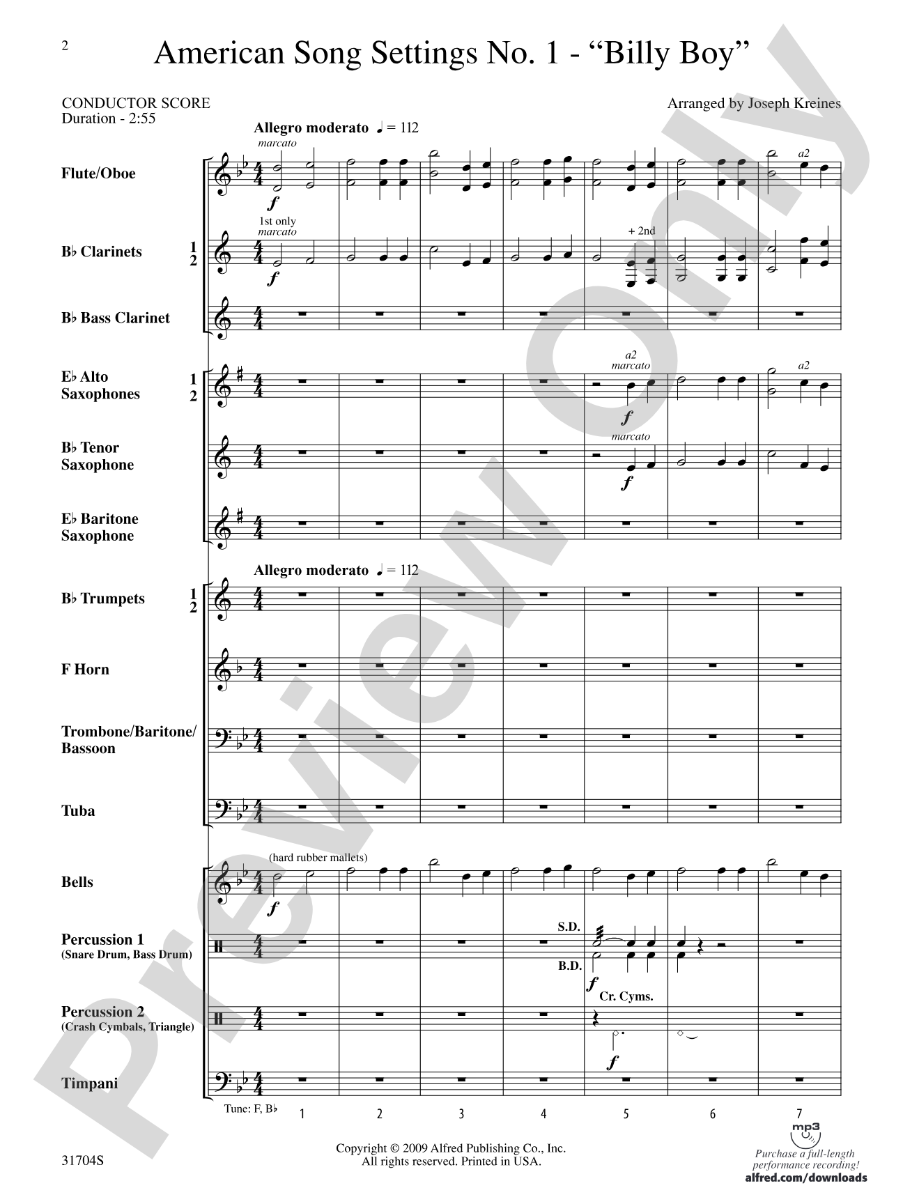 American Song Settings, No. 1: Concert Band Conductor Score & Parts