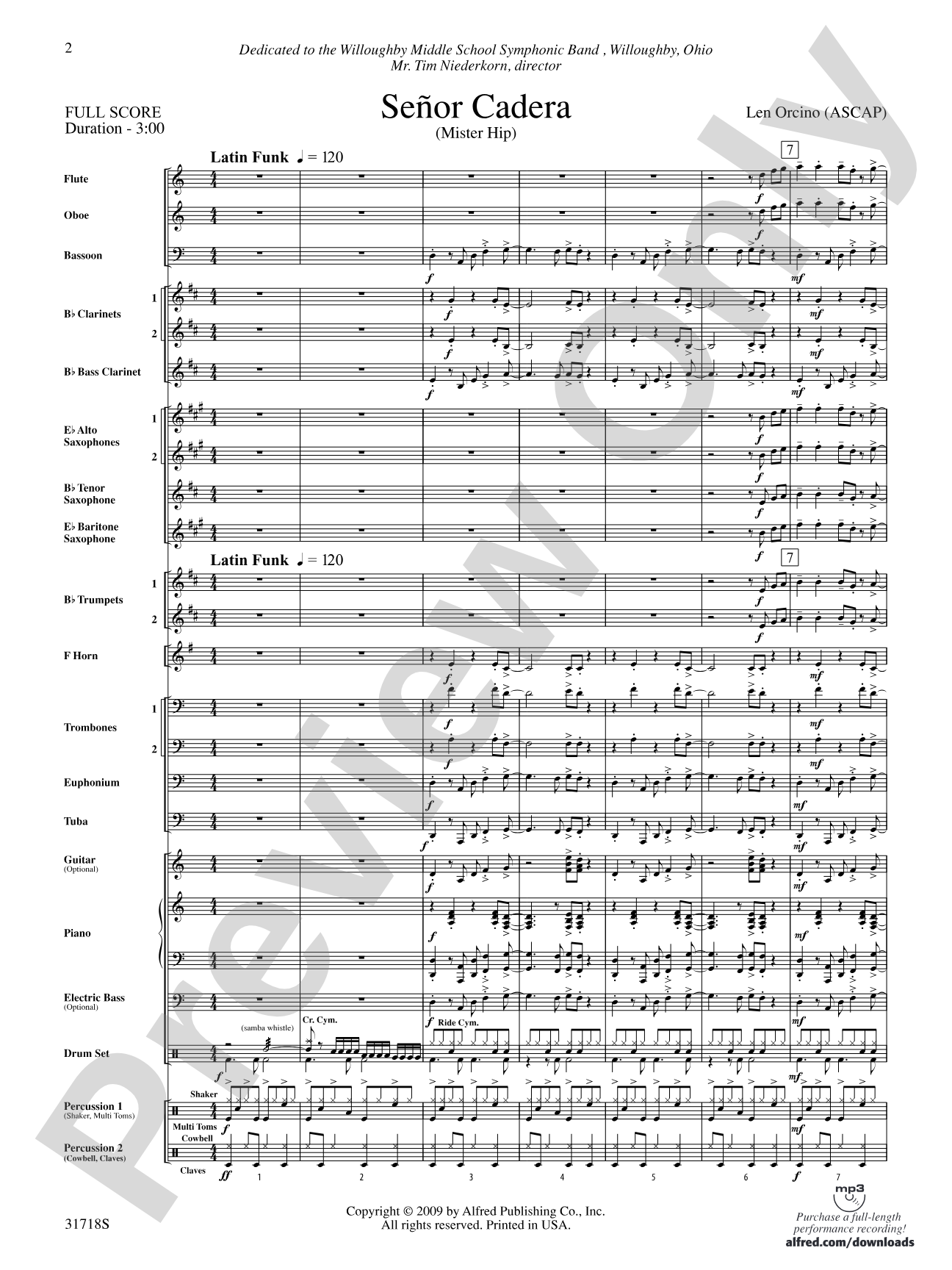 Señor Cadera (Mister Hip): Concert Band Conductor Score & Parts