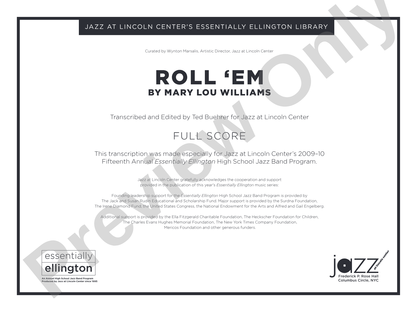Roll 'Em: Jazz Ensemble Conductor Score & Parts