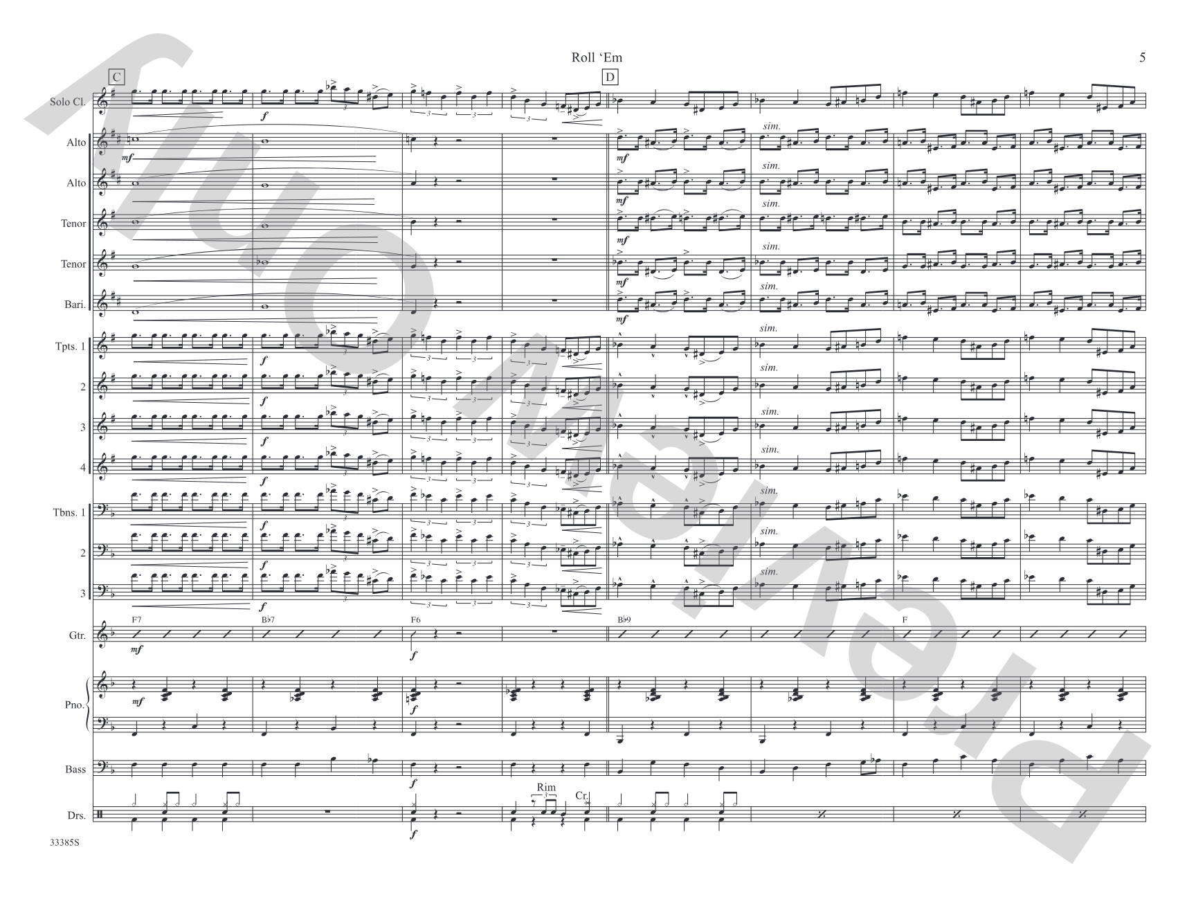Roll 'Em: Jazz Ensemble Conductor Score & Parts