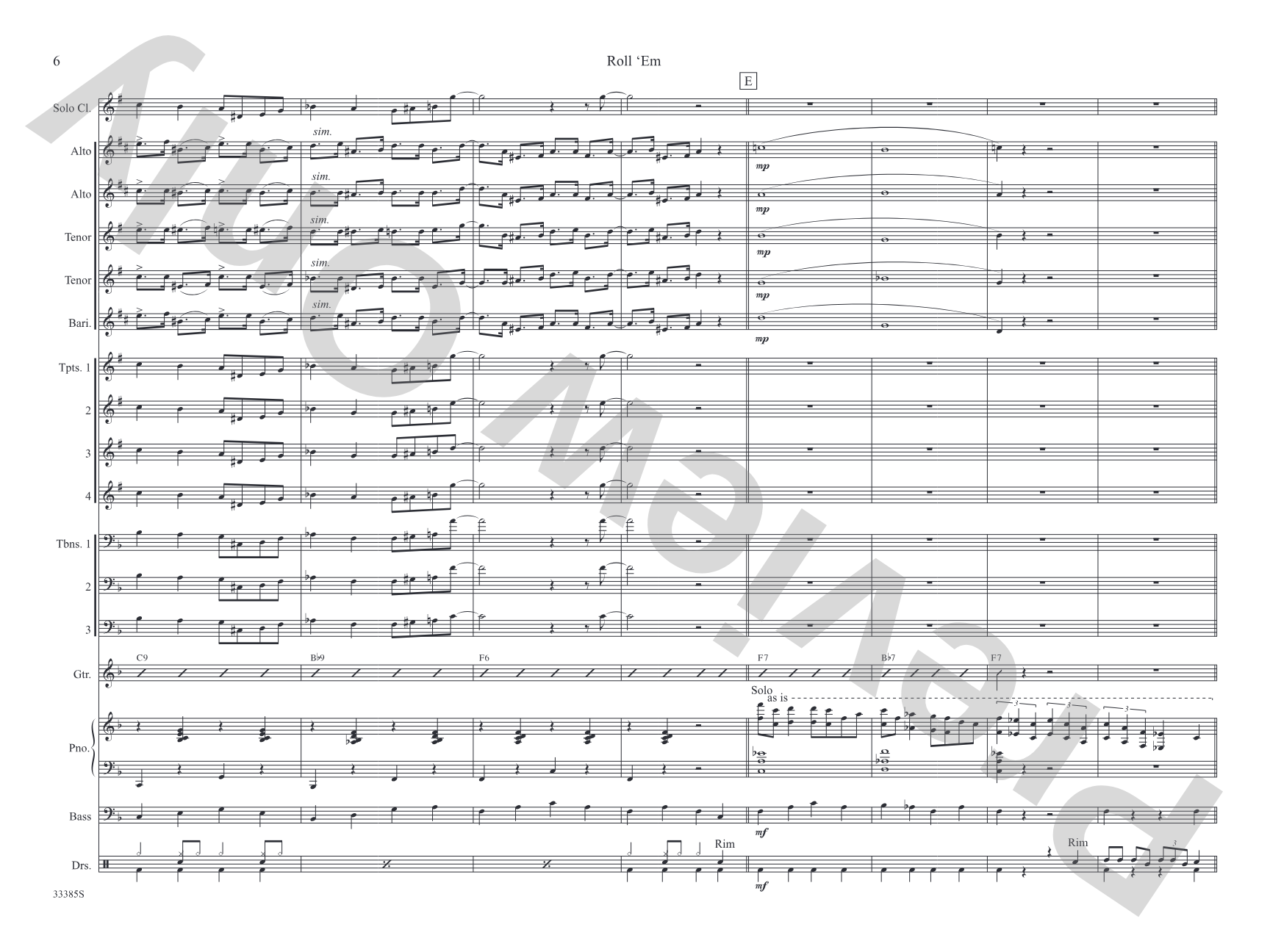 Roll 'Em: Jazz Ensemble Conductor Score & Parts