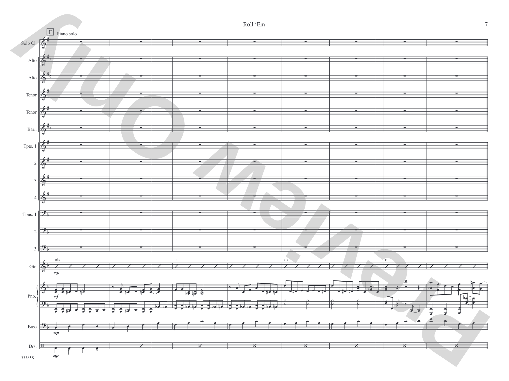 Roll 'Em: Jazz Ensemble Conductor Score & Parts