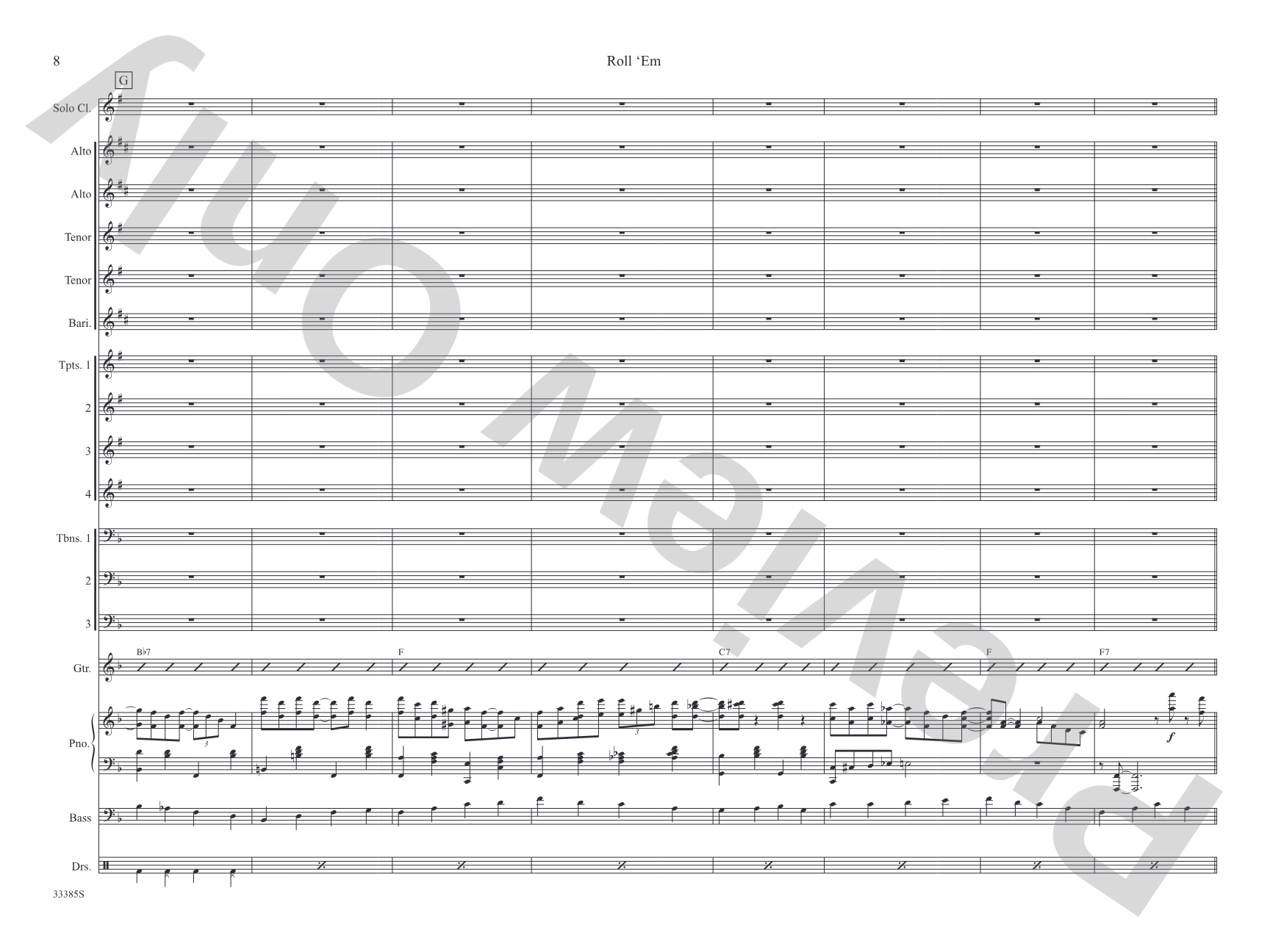 Roll 'Em: Jazz Ensemble Conductor Score & Parts