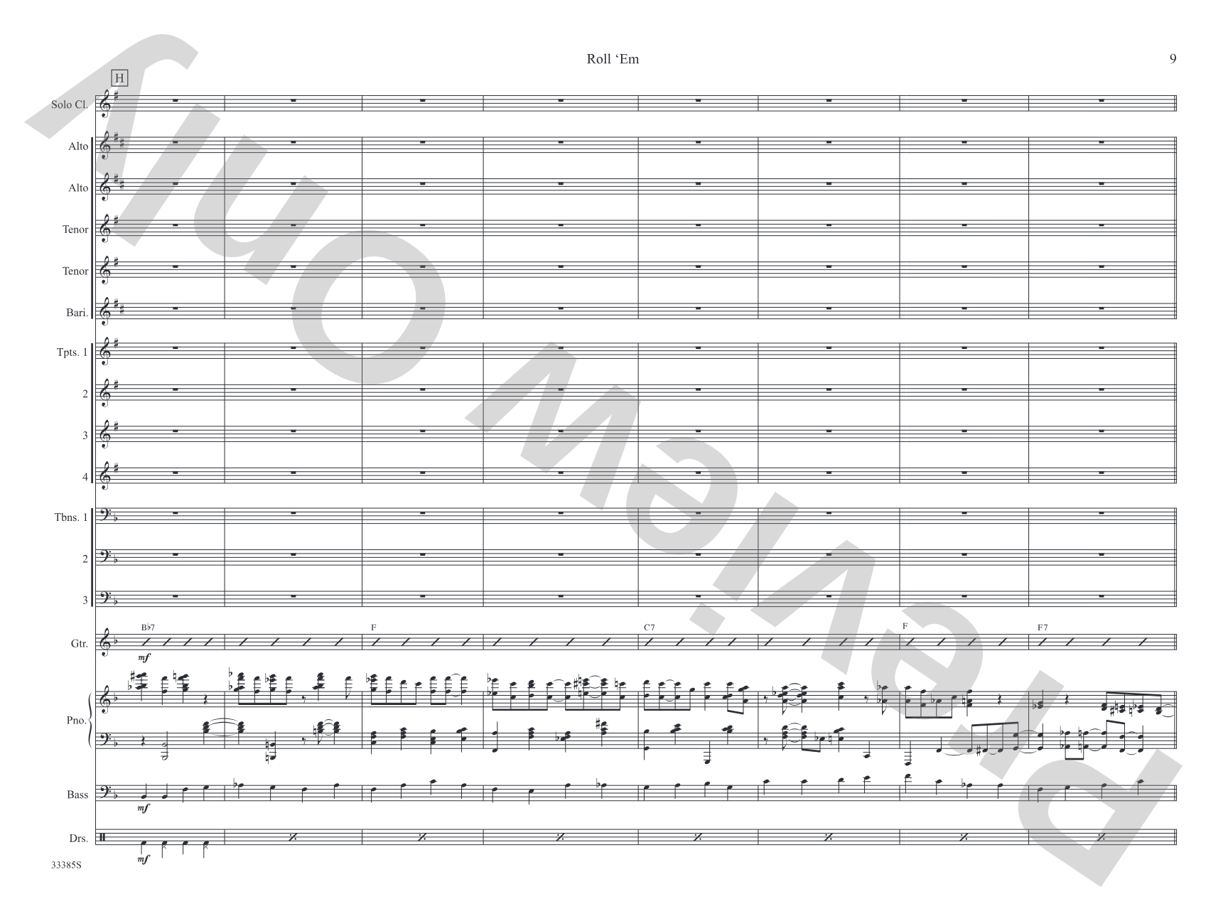 Roll 'Em: Jazz Ensemble Conductor Score & Parts