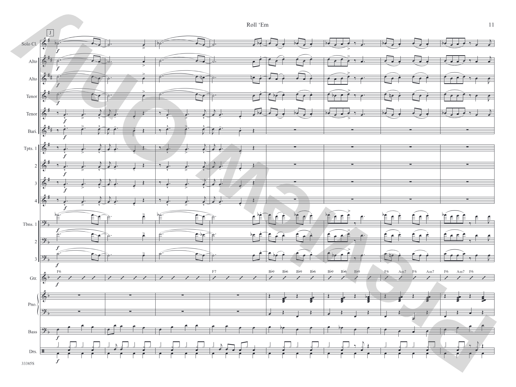 Roll 'Em: Jazz Ensemble Conductor Score & Parts