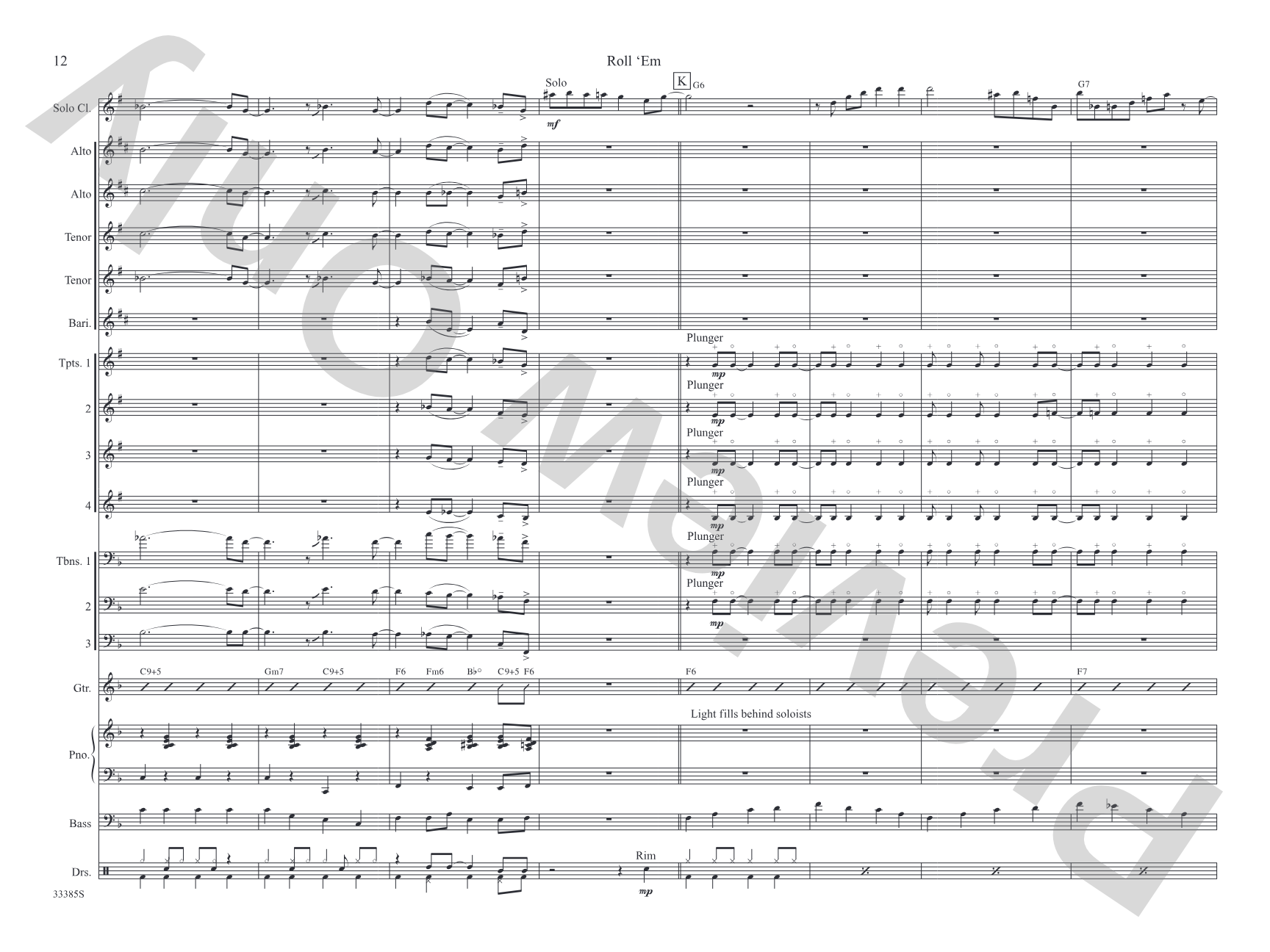 Roll 'Em: Jazz Ensemble Conductor Score & Parts