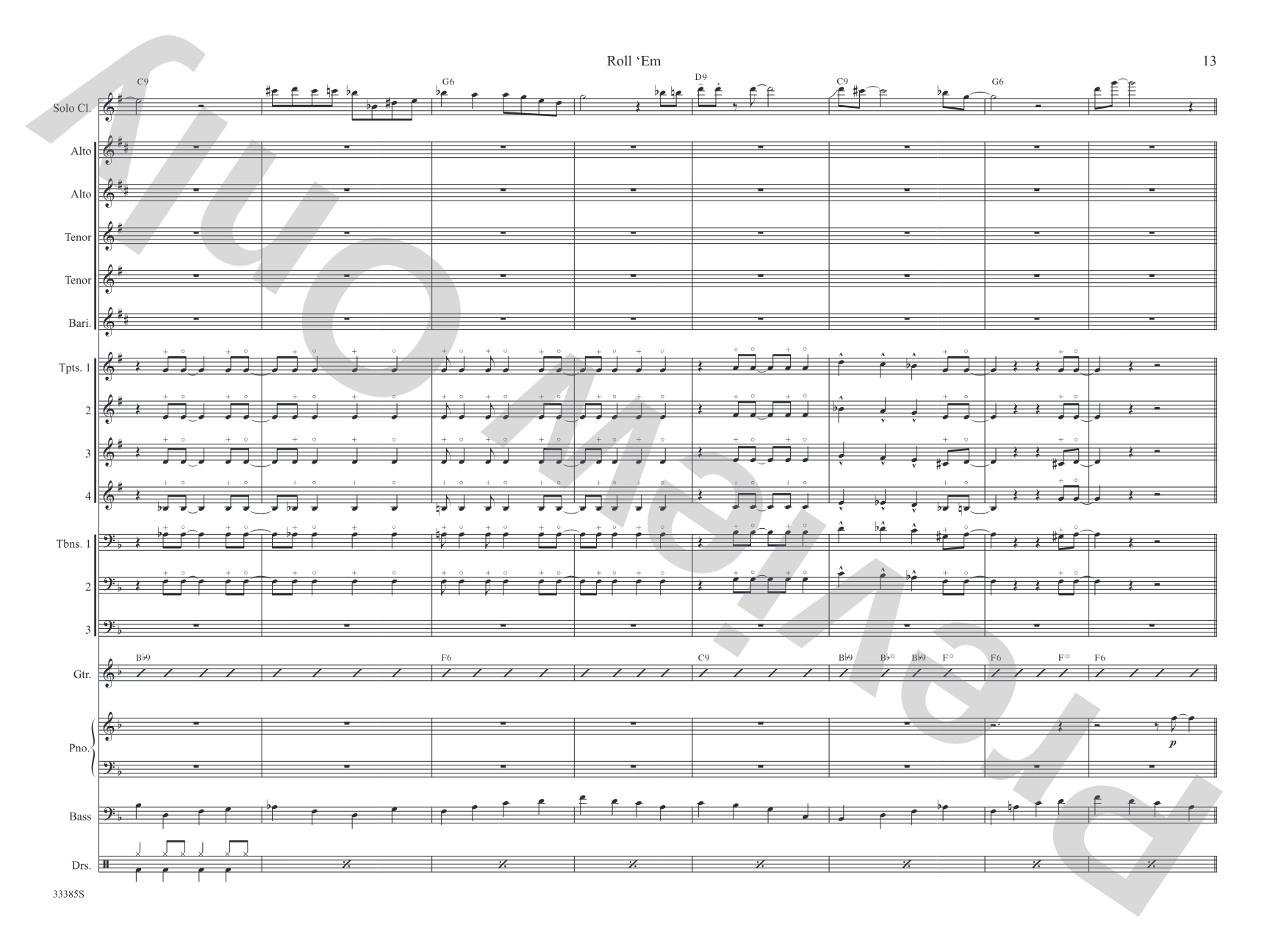 Roll 'Em: Jazz Ensemble Conductor Score & Parts