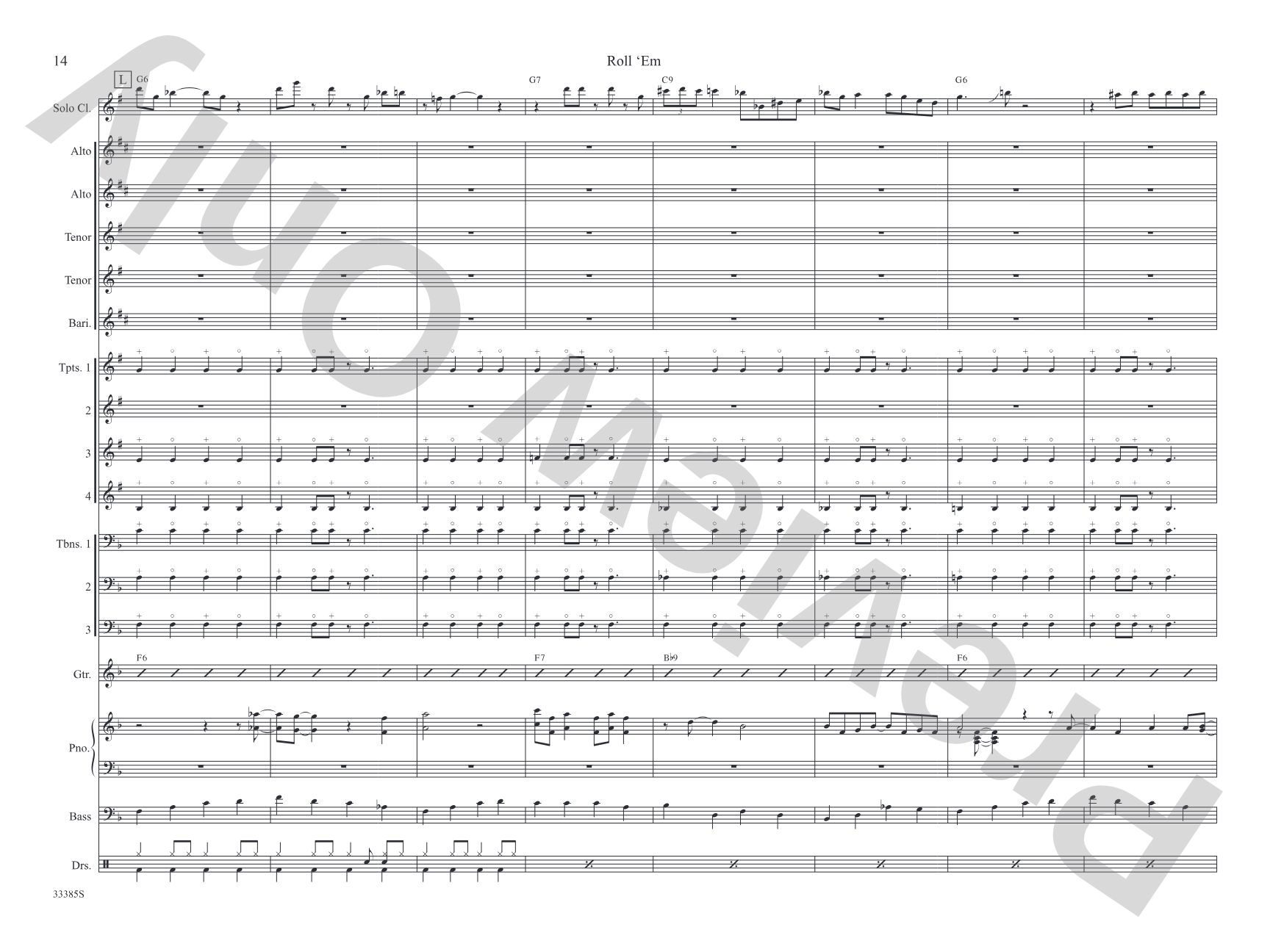 Roll 'Em: Jazz Ensemble Conductor Score & Parts