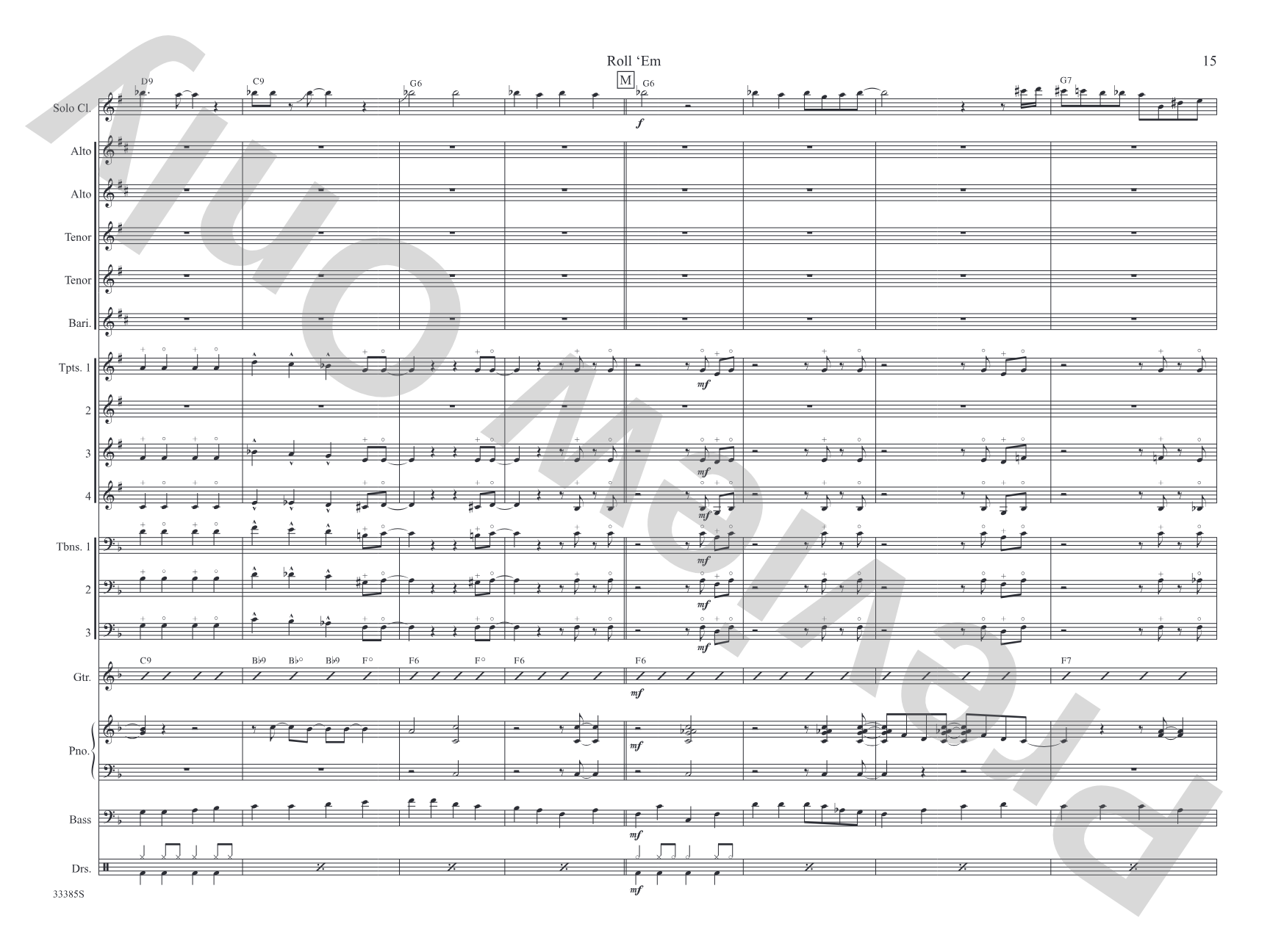 Roll 'Em: Jazz Ensemble Conductor Score & Parts
