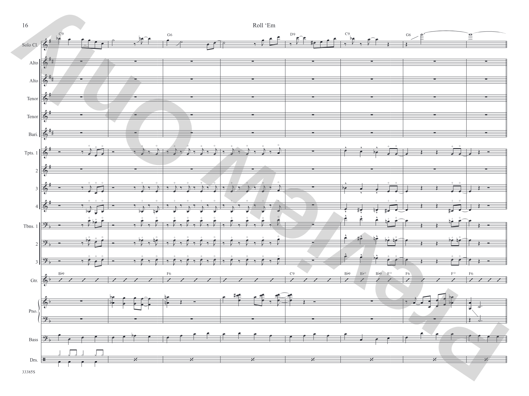 Roll 'Em: Jazz Ensemble Conductor Score & Parts