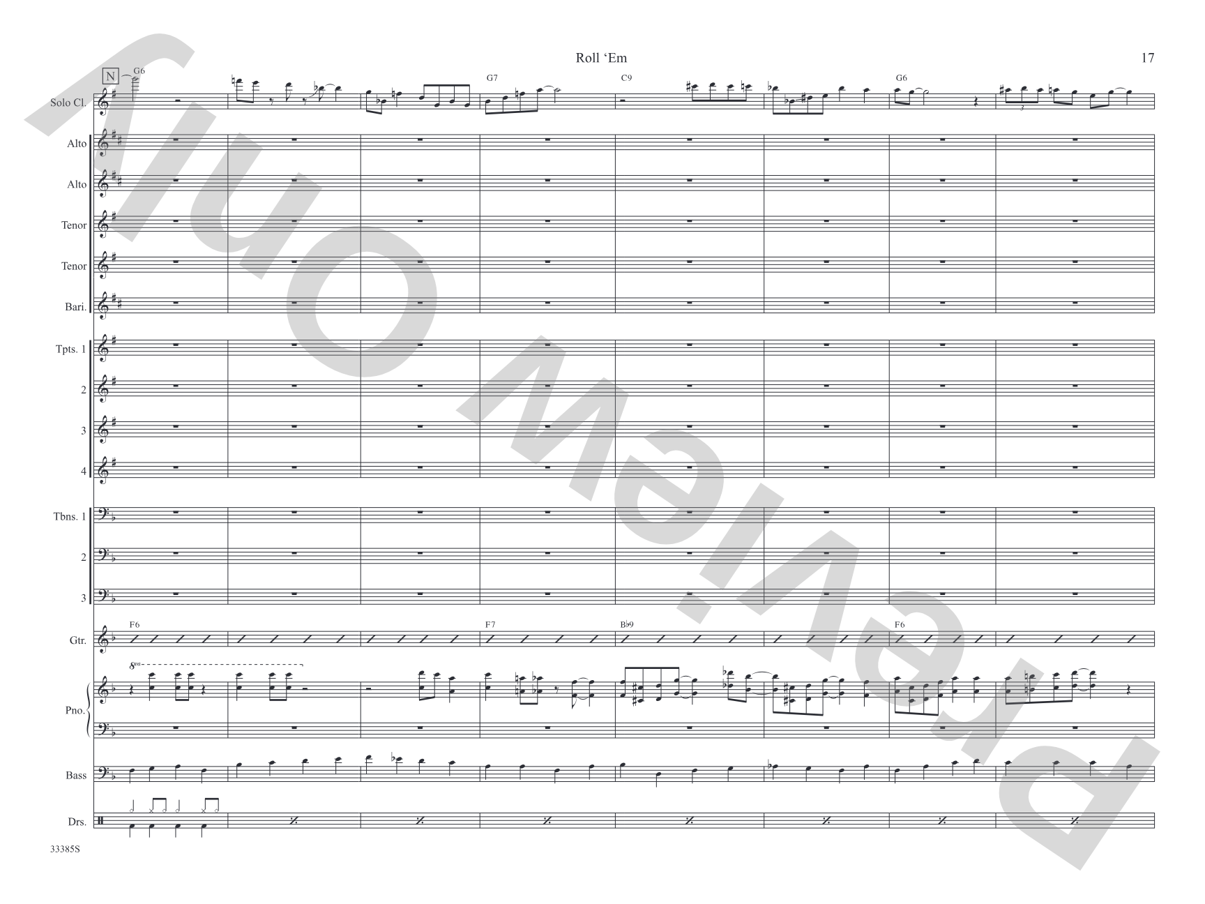 Roll 'Em: Jazz Ensemble Conductor Score & Parts