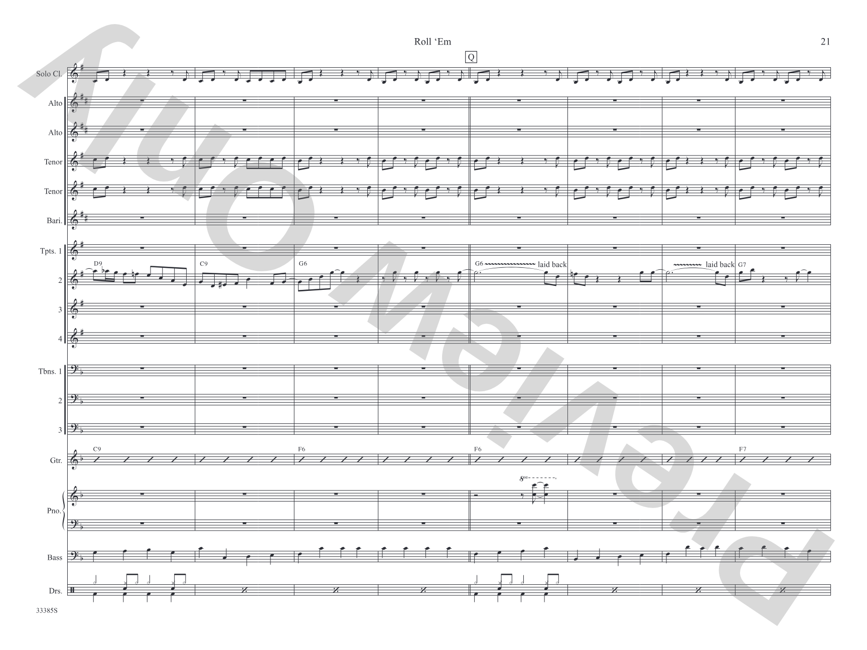 Roll 'Em: Jazz Ensemble Conductor Score & Parts