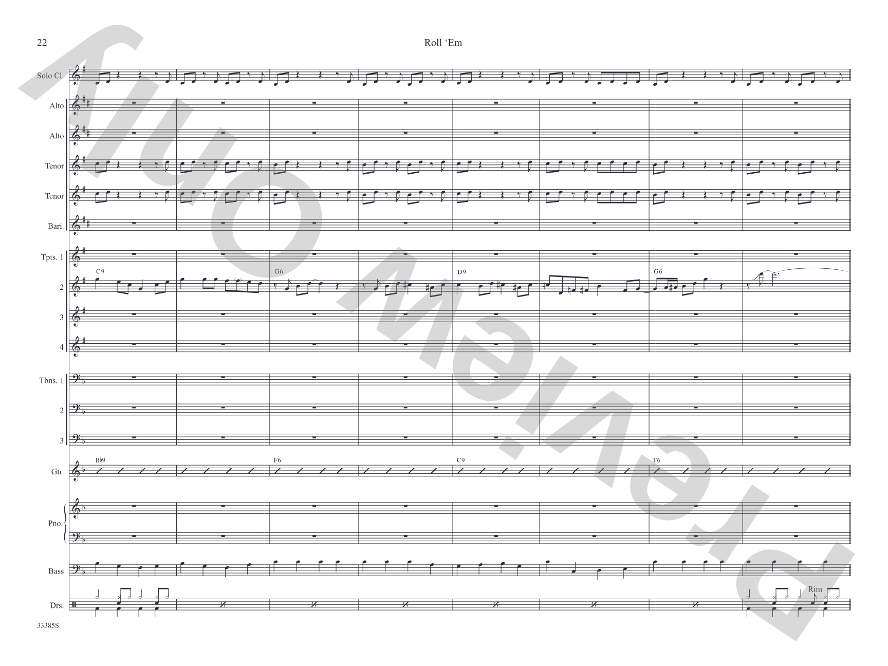 Roll 'Em: Jazz Ensemble Conductor Score & Parts