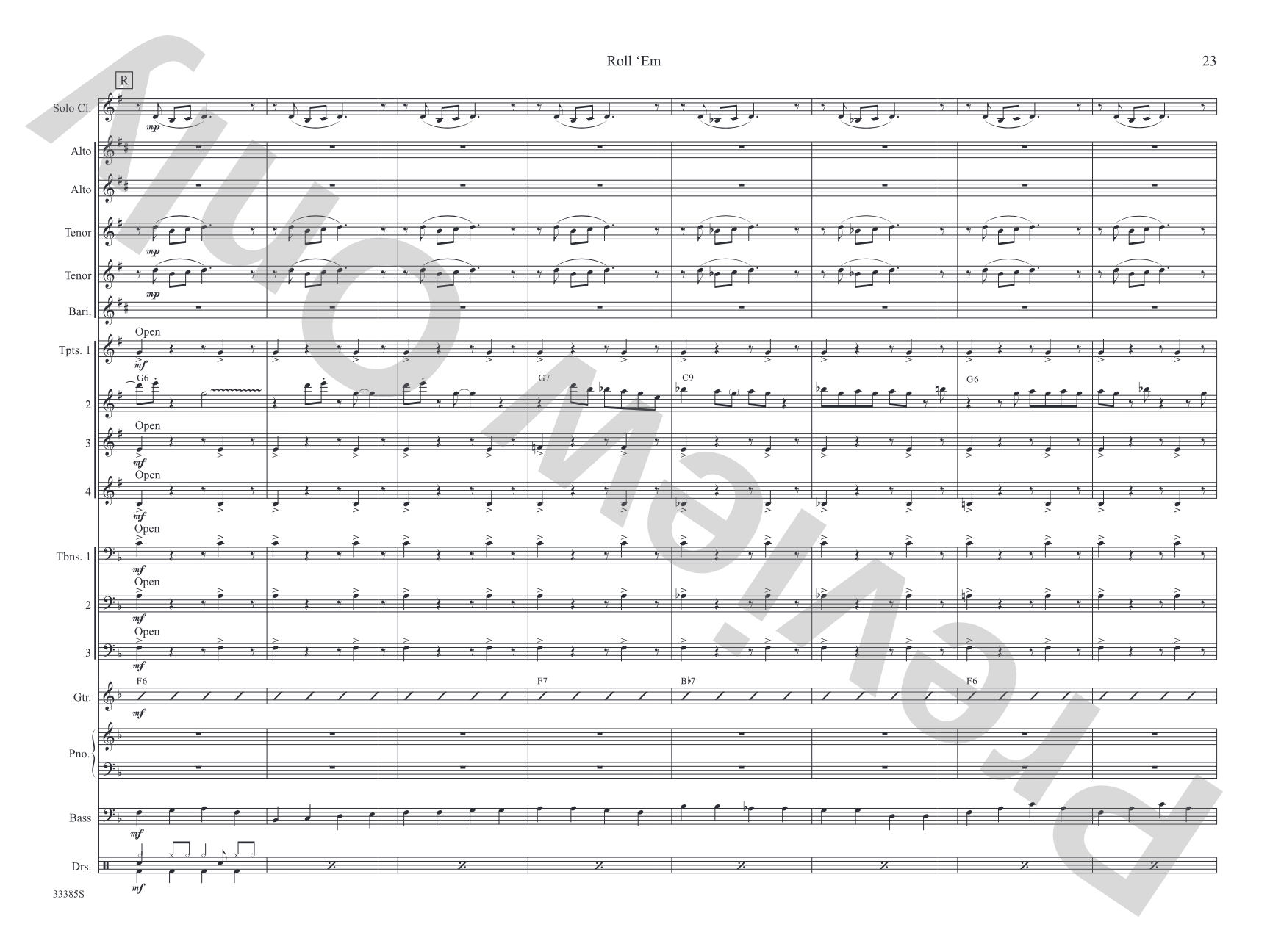 Roll 'Em: Jazz Ensemble Conductor Score & Parts