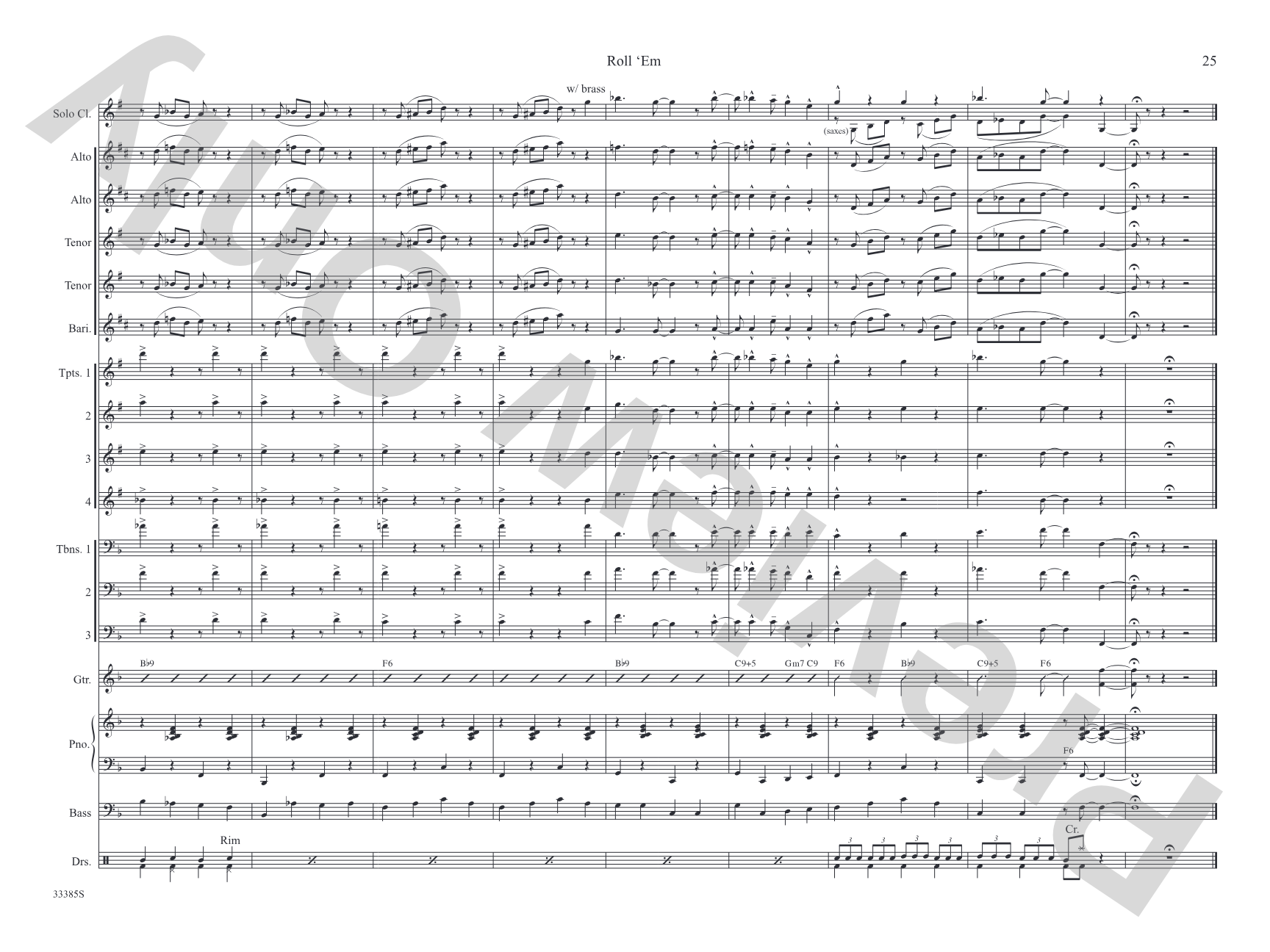 Roll 'Em: Jazz Ensemble Conductor Score & Parts