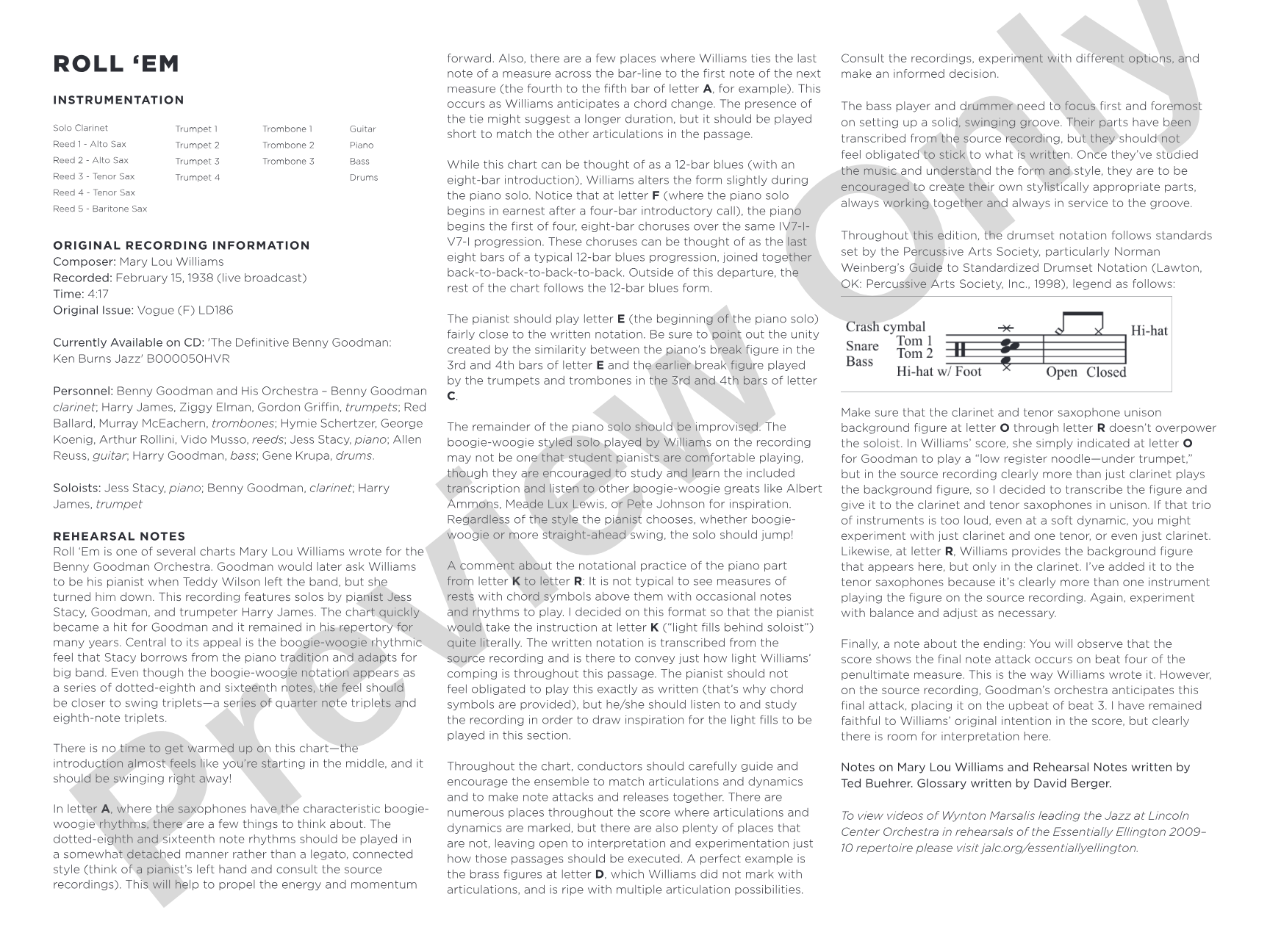 Roll 'Em: Jazz Ensemble Conductor Score & Parts