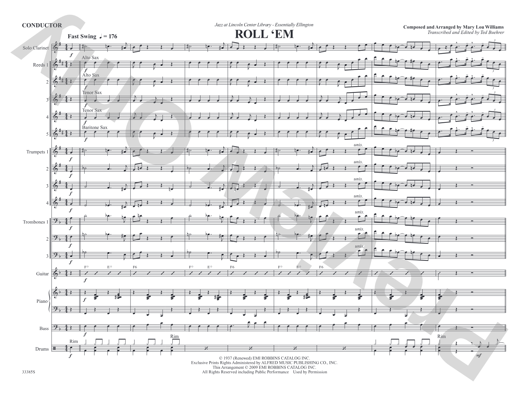 Roll 'Em: Jazz Ensemble Conductor Score & Parts