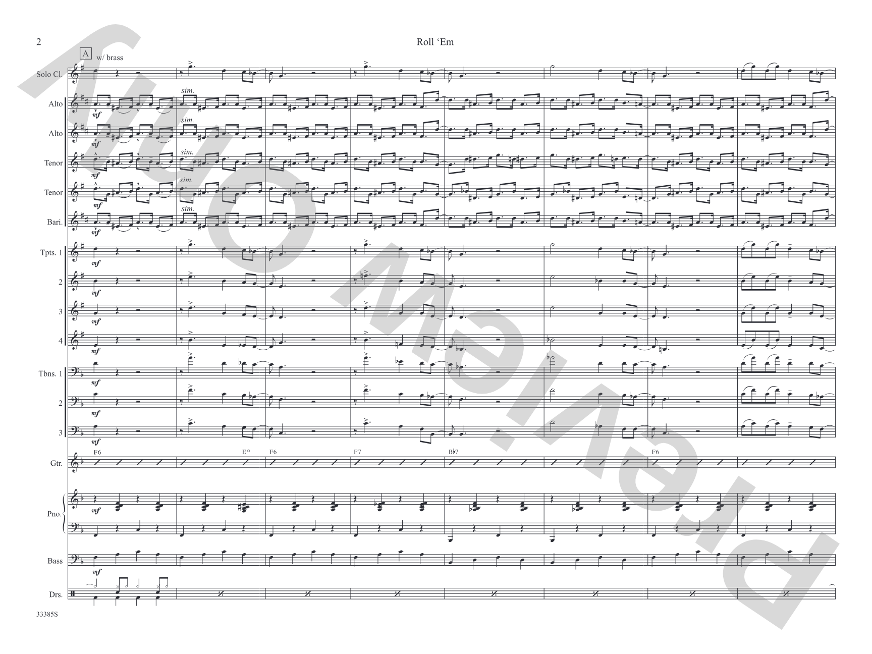 Roll 'Em: Jazz Ensemble Conductor Score & Parts