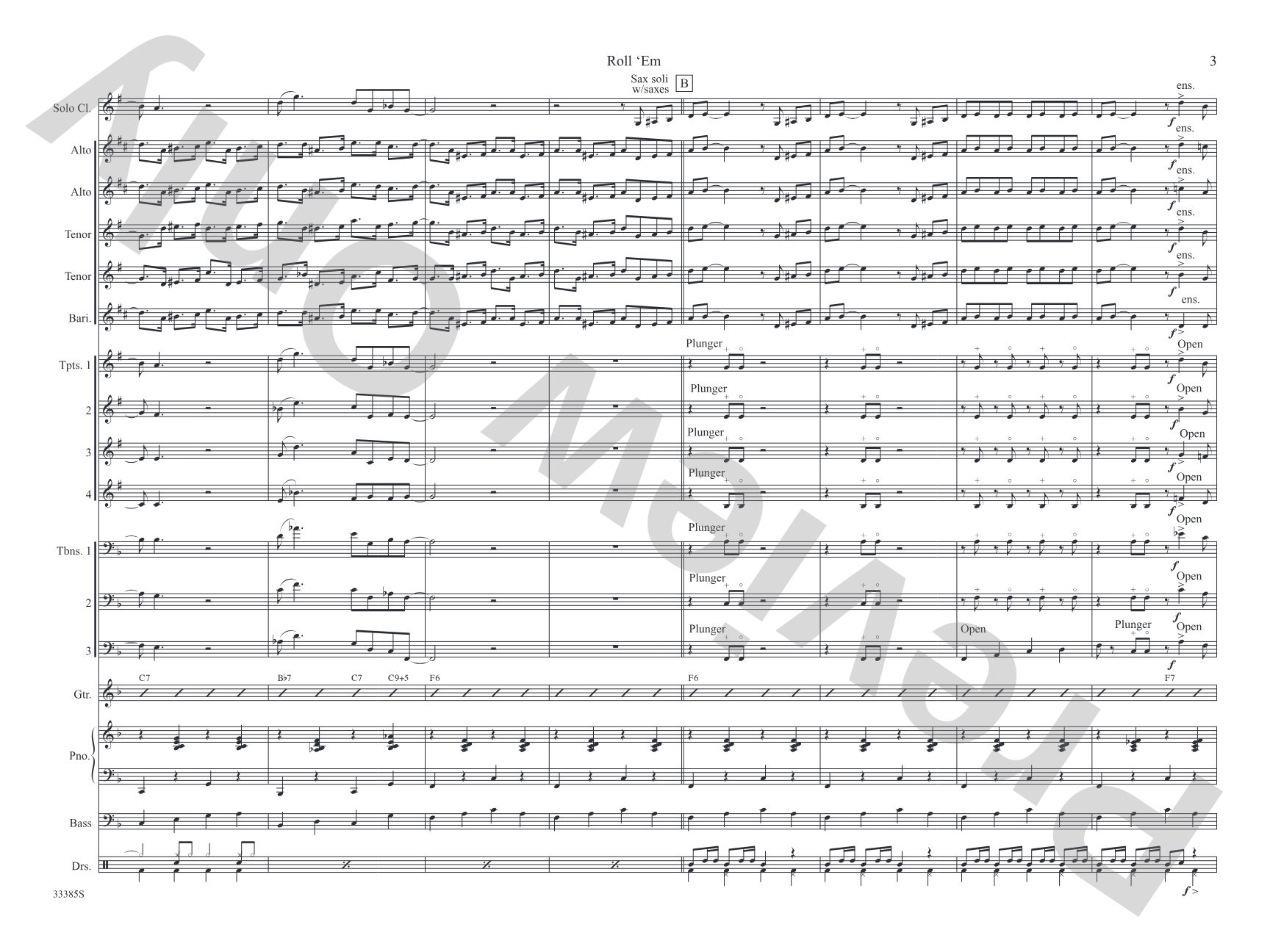Roll 'Em: Jazz Ensemble Conductor Score & Parts