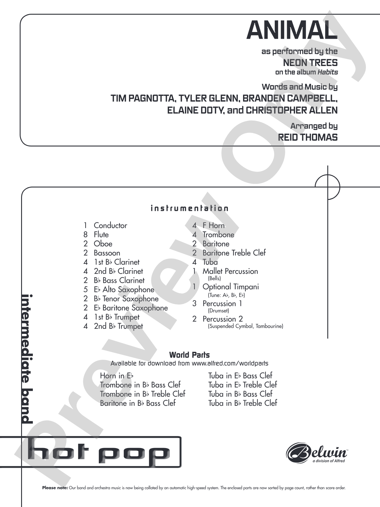 Animal: Concert Band Conductor Score & Parts