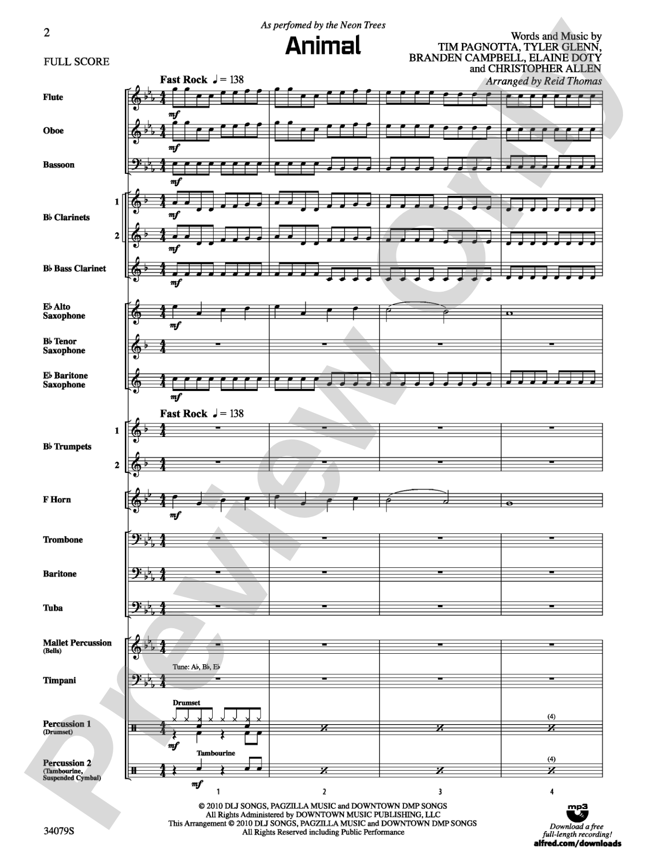 Animal: Concert Band Conductor Score & Parts