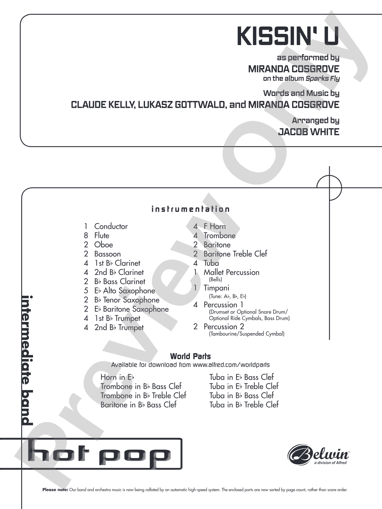 Kissin' U: Concert Band Conductor Score & Parts
