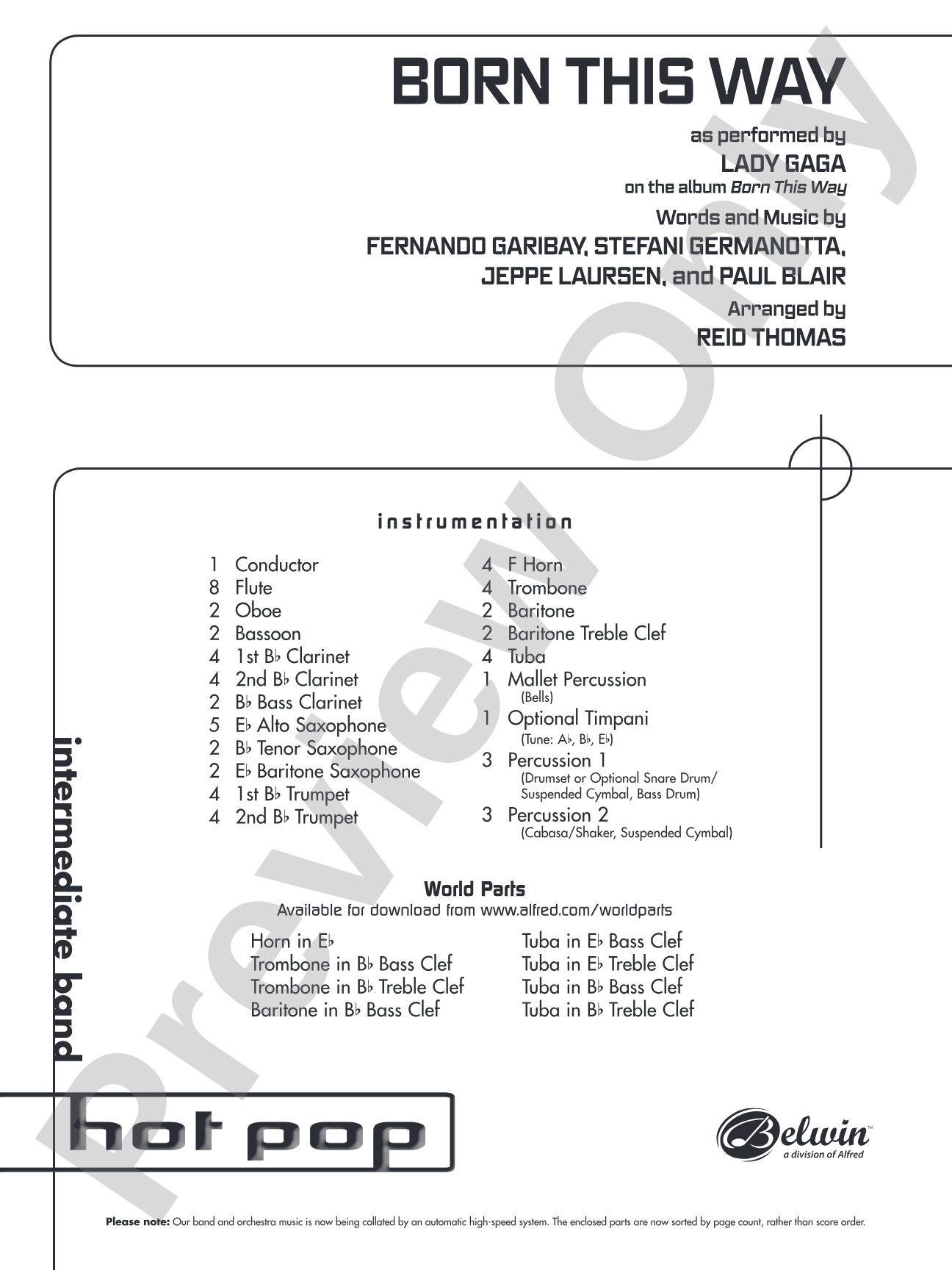 Born This Way: Concert Band Conductor Score & Parts