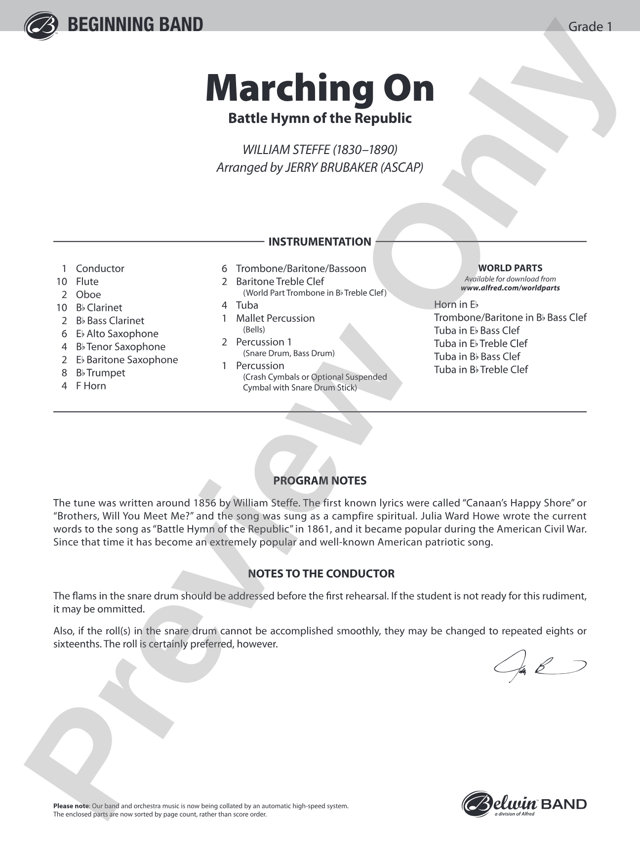Marching On: Concert Band Conductor Score & Parts
