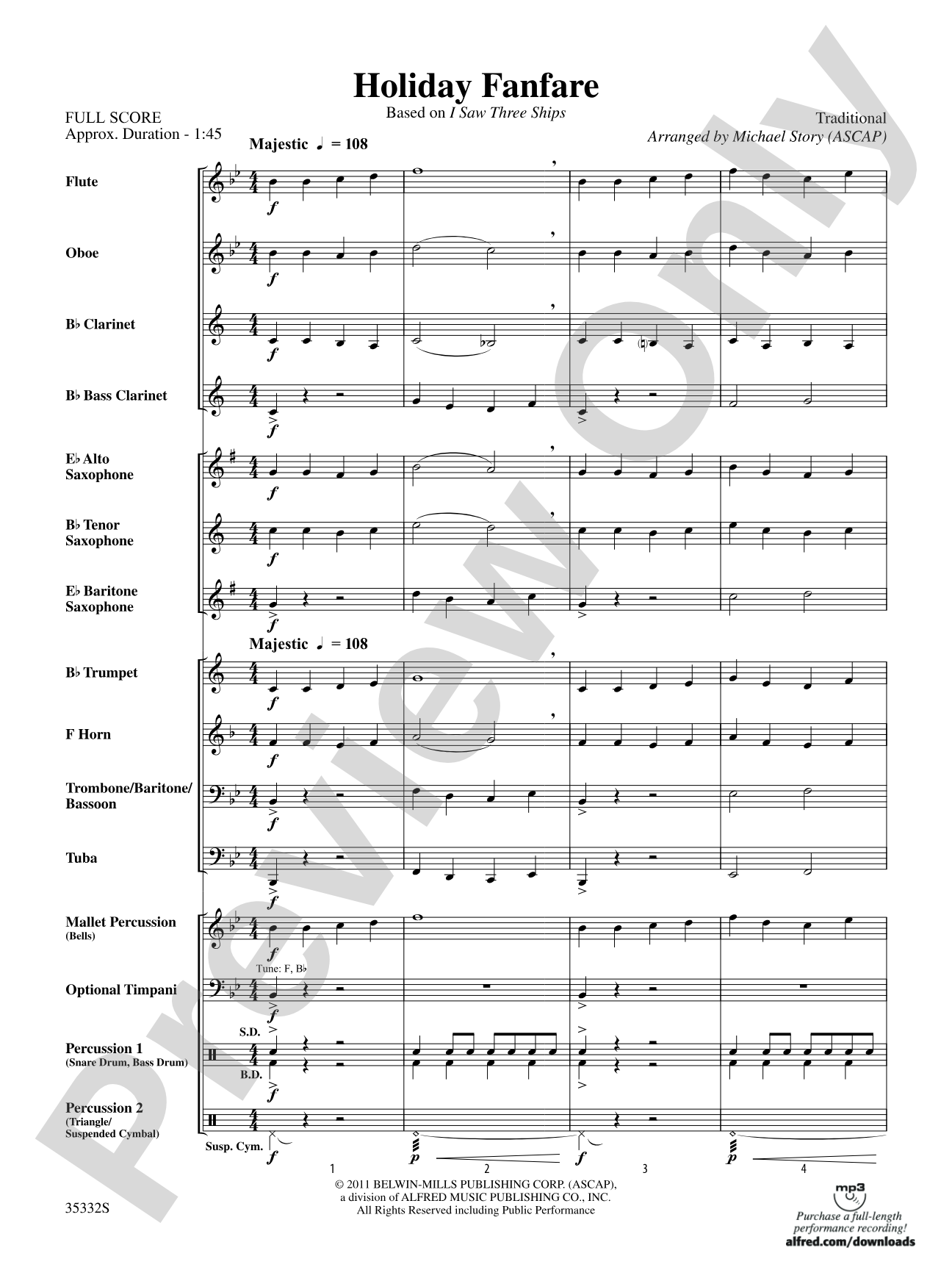 Holiday Fanfare: Concert Band Conductor Score & Parts