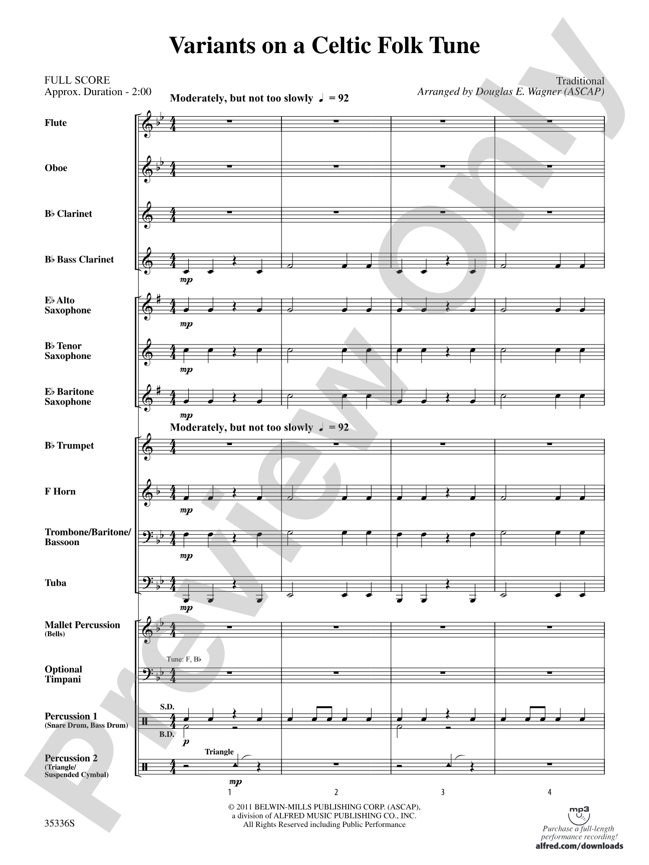 Variants on a Celtic Folk Tune: Score