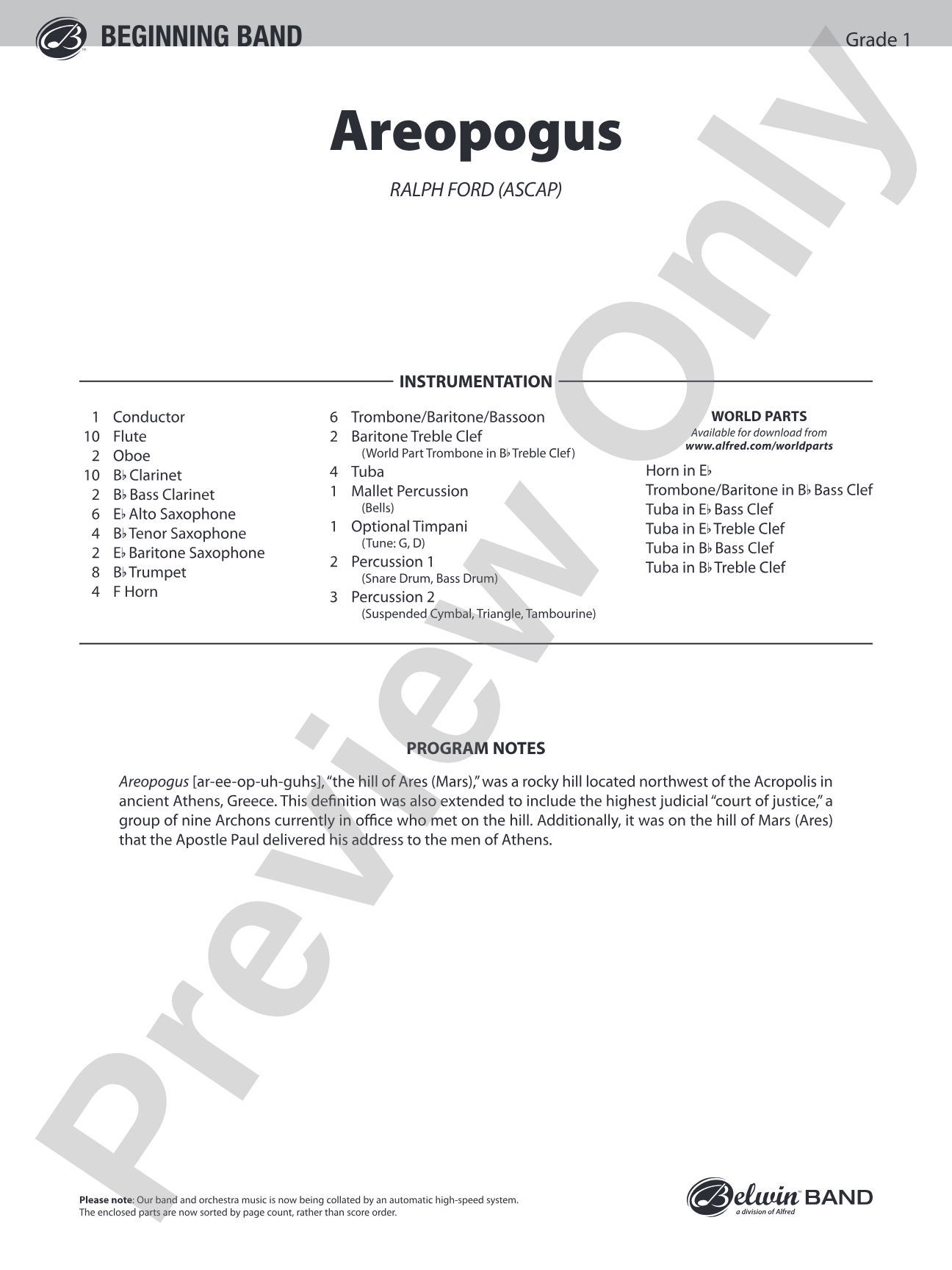 Areopogus: Concert Band Conductor Score & Parts