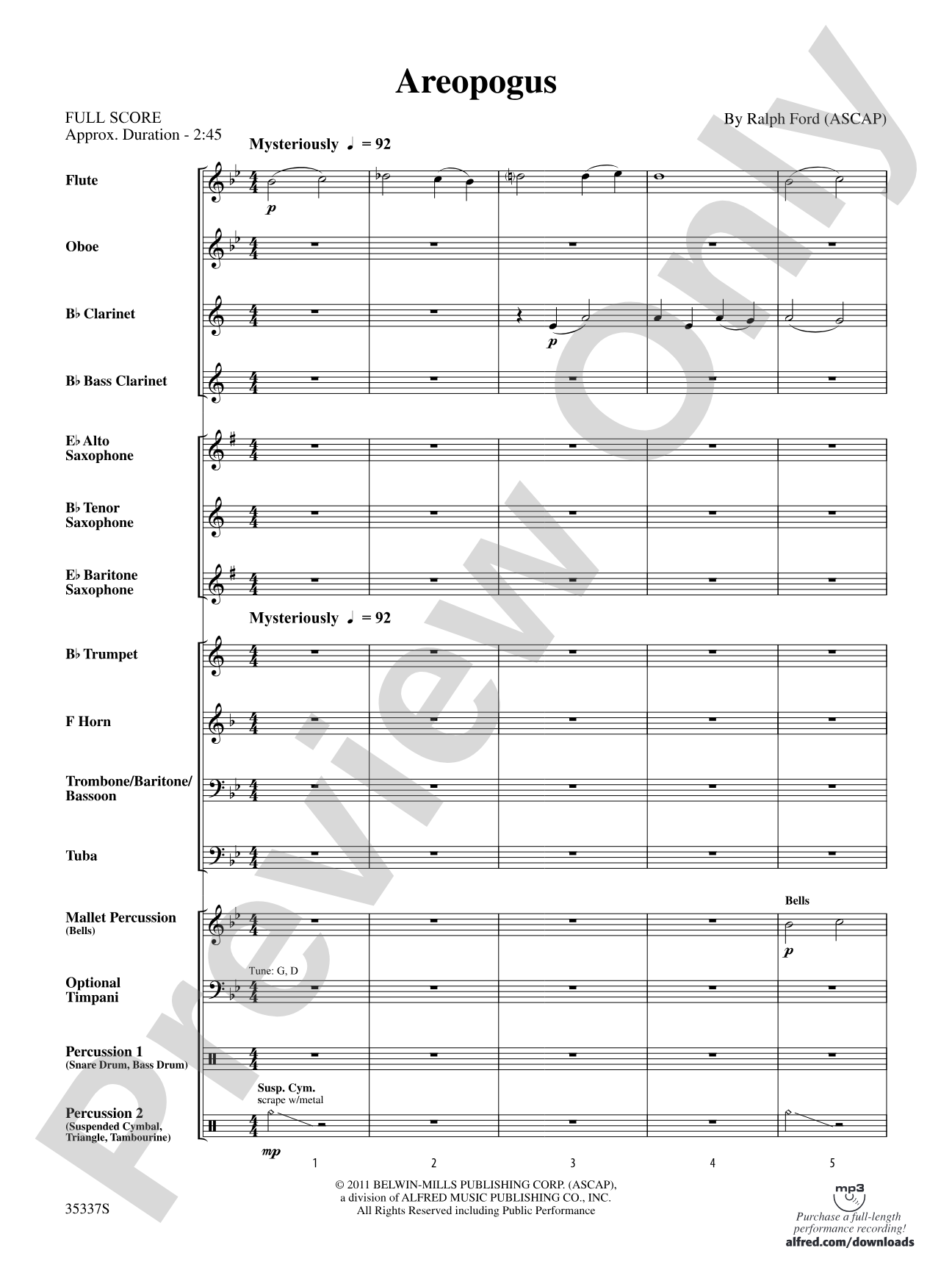 Areopogus: Concert Band Conductor Score & Parts