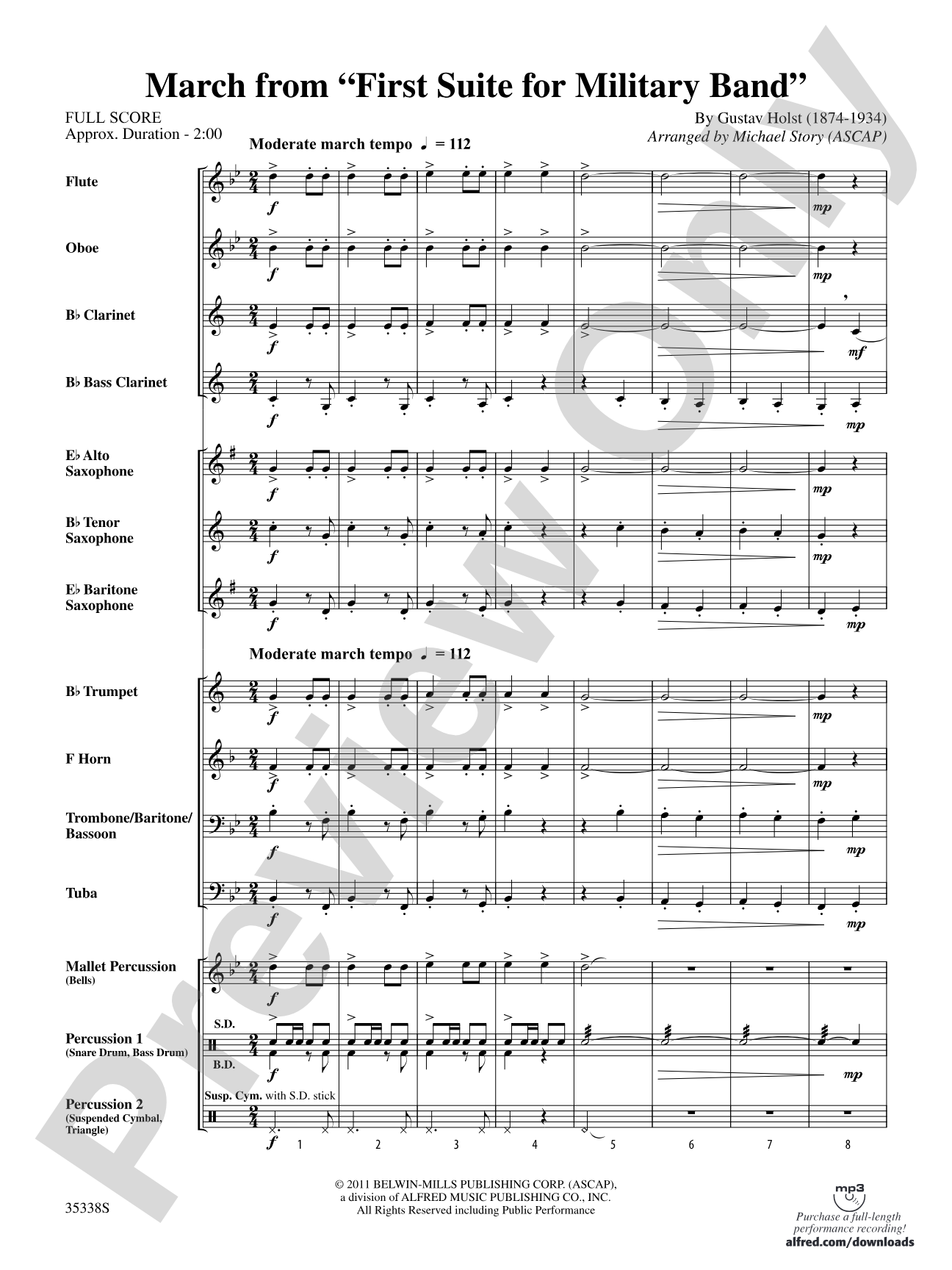 March from First Suite for Military Band: Score