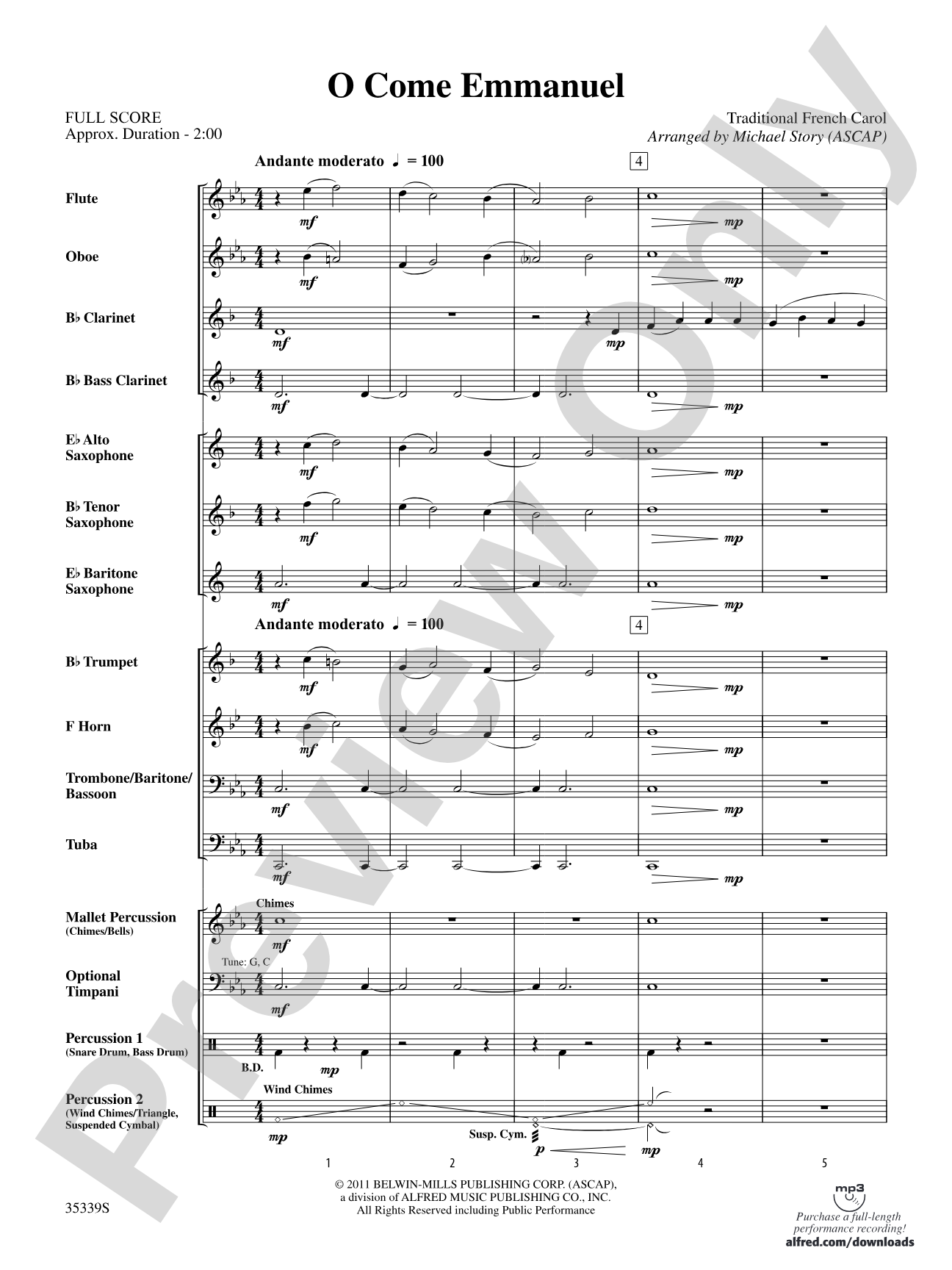 O Come Emmanuel: Concert Band Conductor Score & Parts