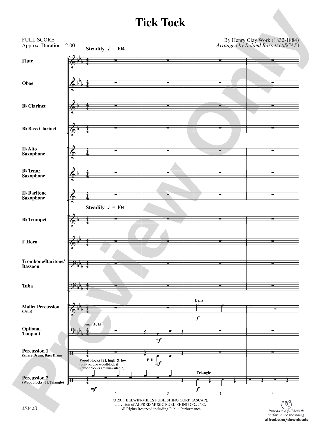 Tick Tock: Concert Band Conductor Score & Parts