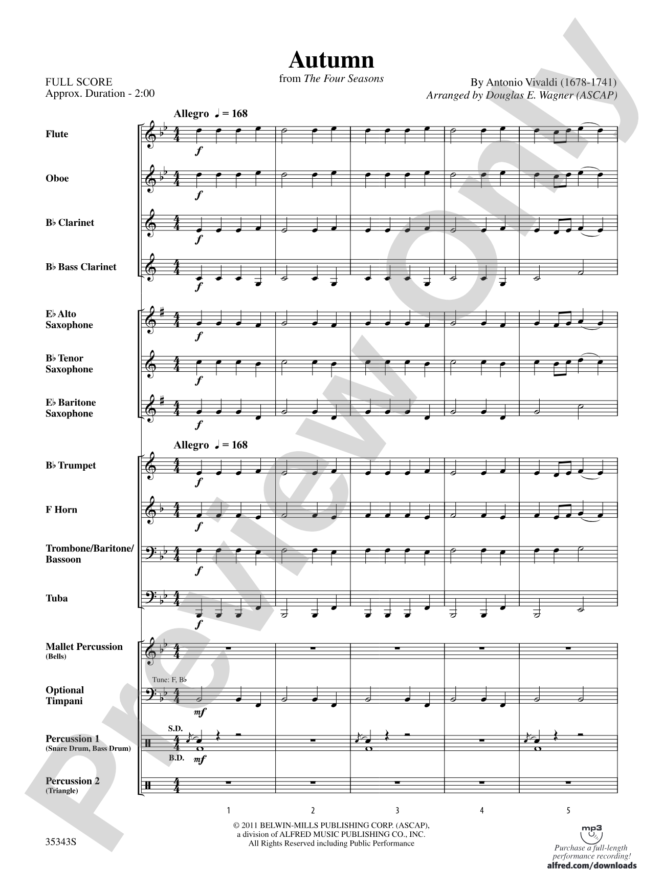 Autumn (from The Four Seasons): Concert Band Conductor Score & Parts