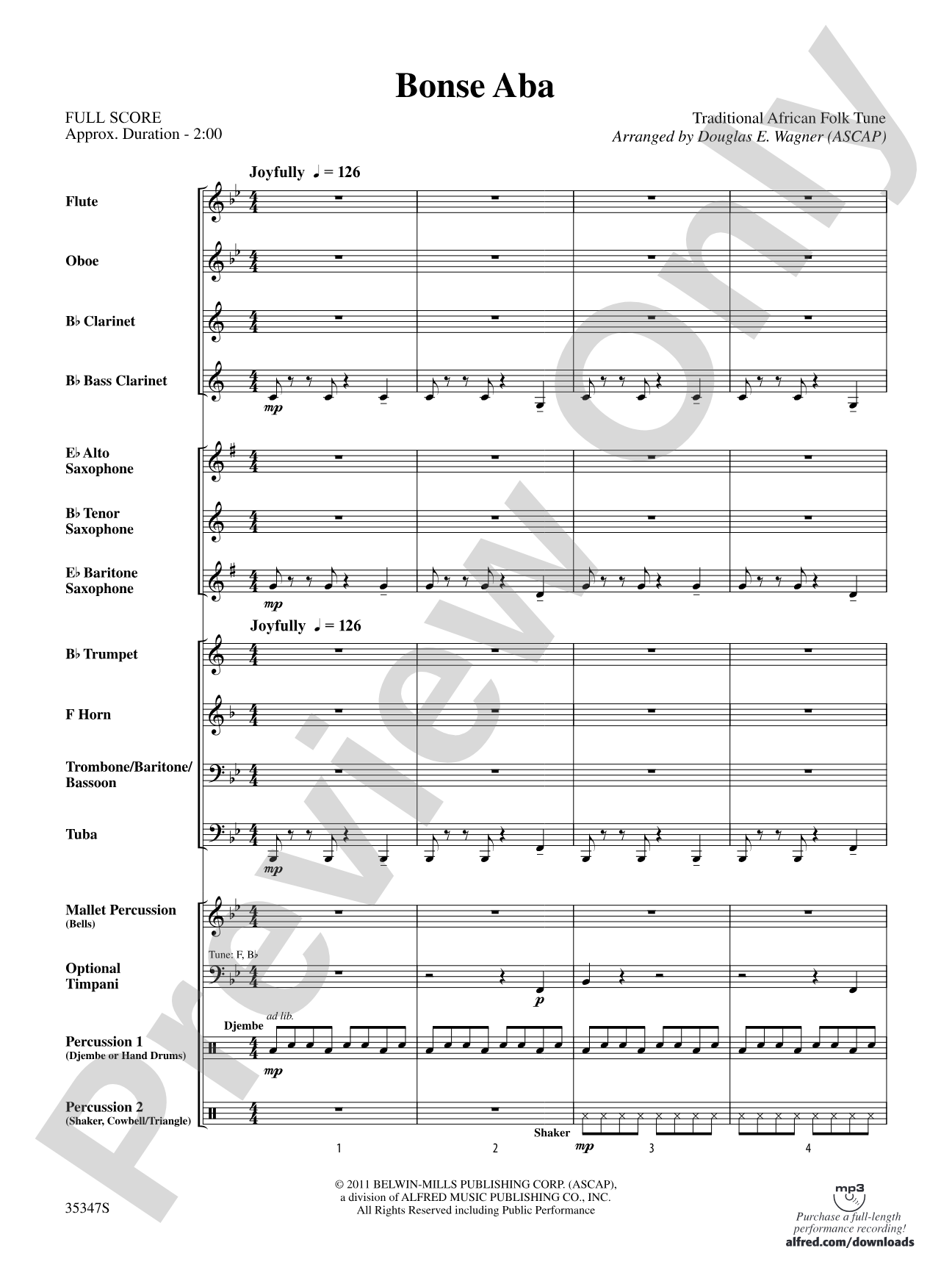 Bonse Aba: Concert Band Conductor Score & Parts
