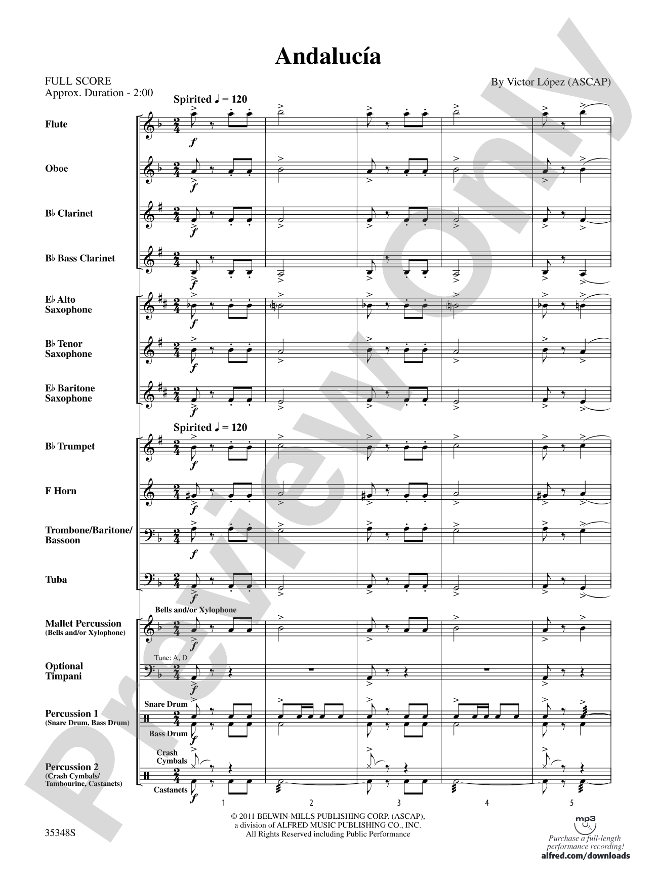 Andalucía: Concert Band Conductor Score & Parts