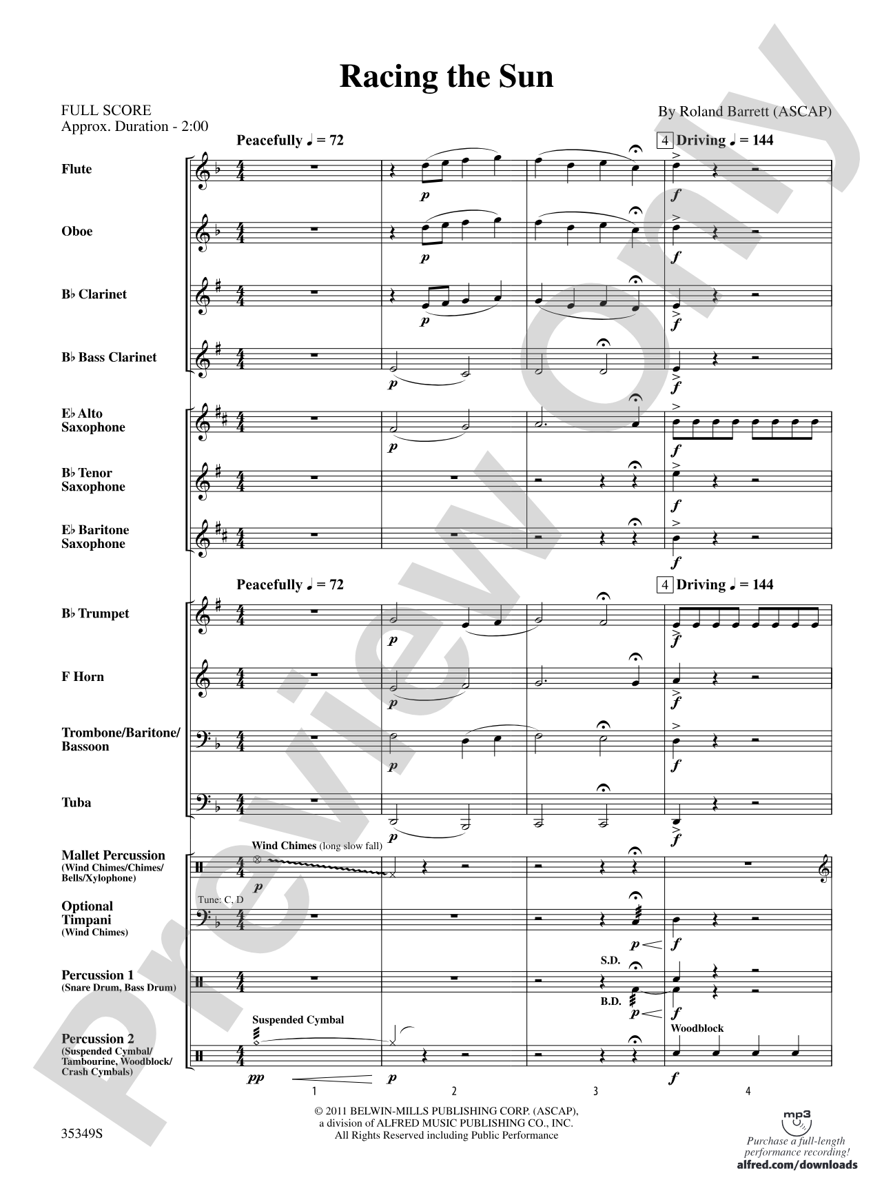 Racing the Sun: Concert Band Conductor Score & Parts