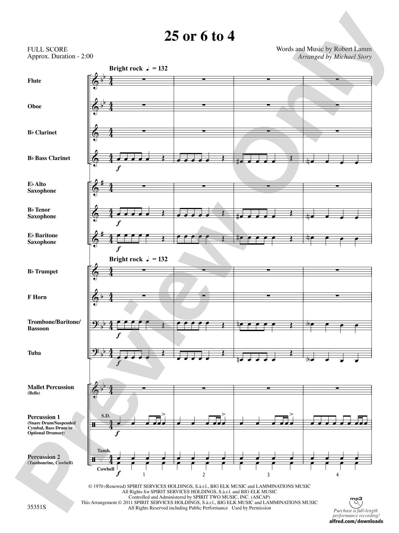 25 or 6 to 4: Concert Band Conductor Score & Parts