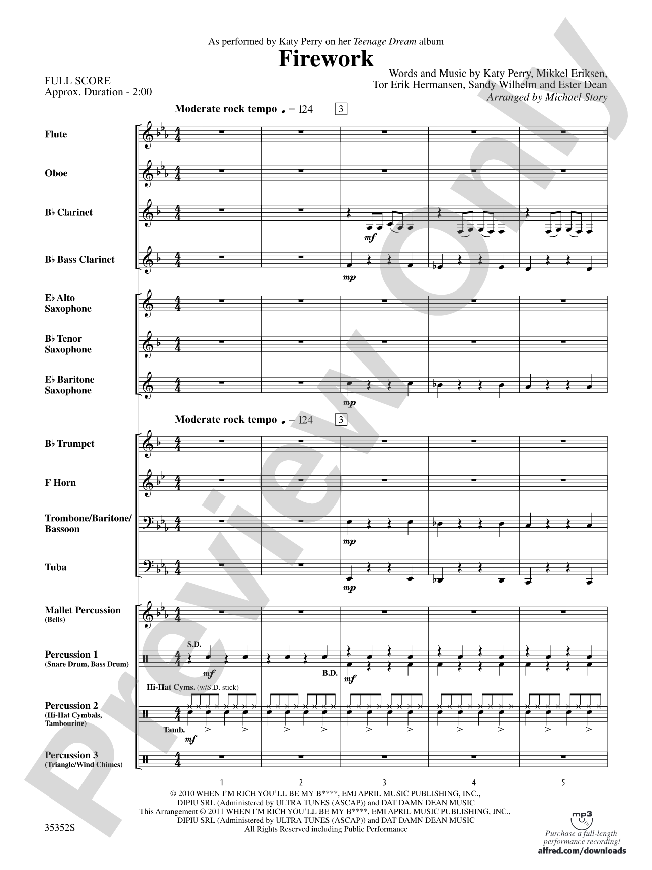 Firework: Concert Band Conductor Score & Parts