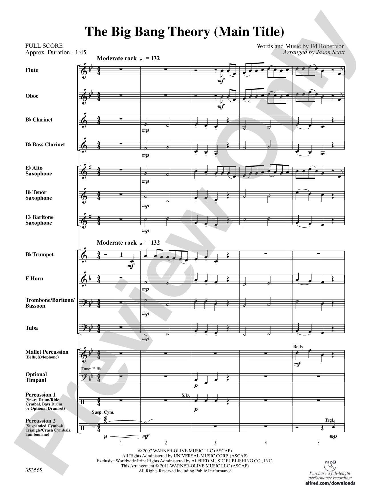 The Big Bang Theory (Main Title): Concert Band Conductor Score & Parts
