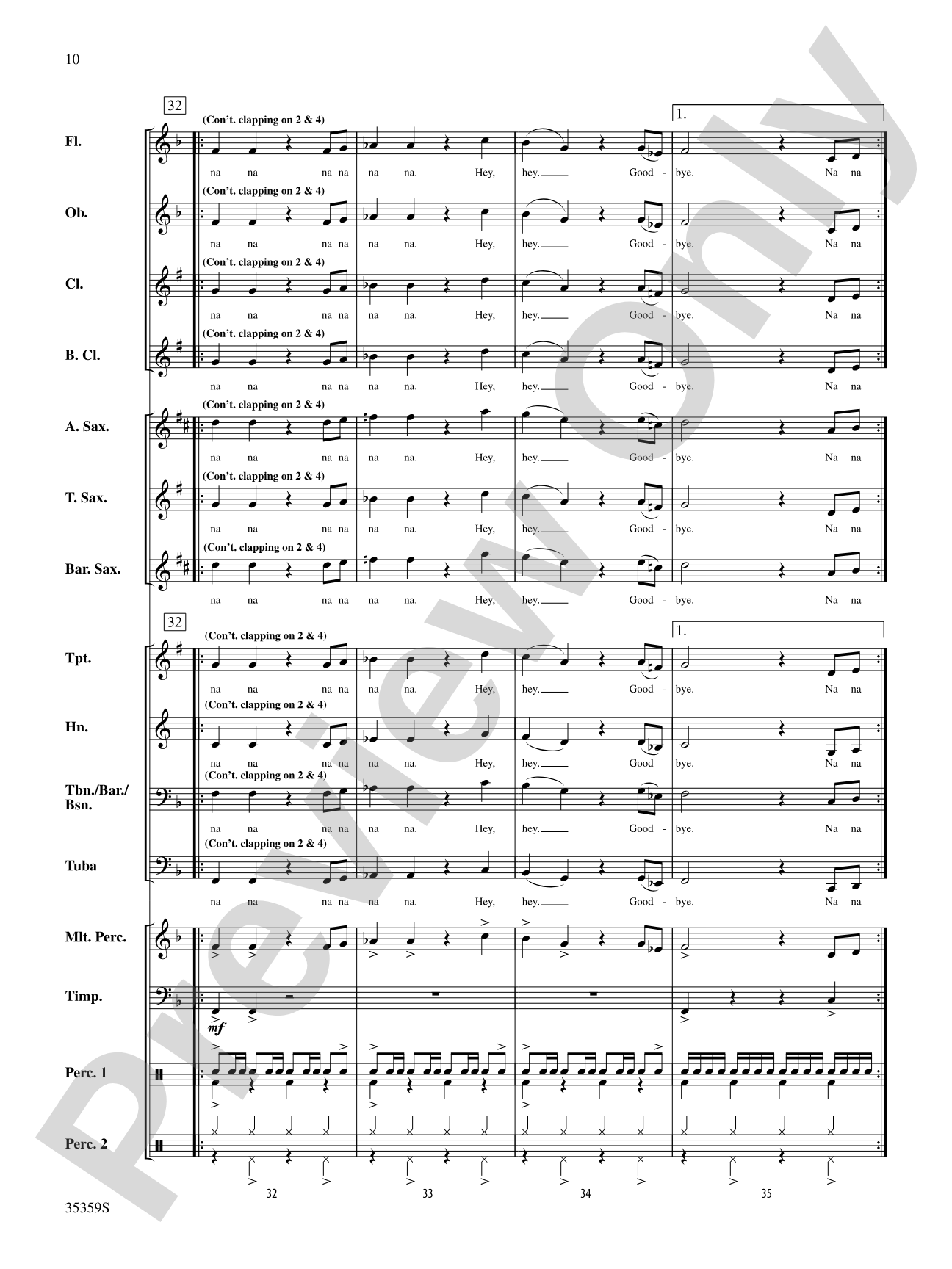 Na Na Hey Hey Kiss Him Goodbye: Concert Band Conductor Score & Parts